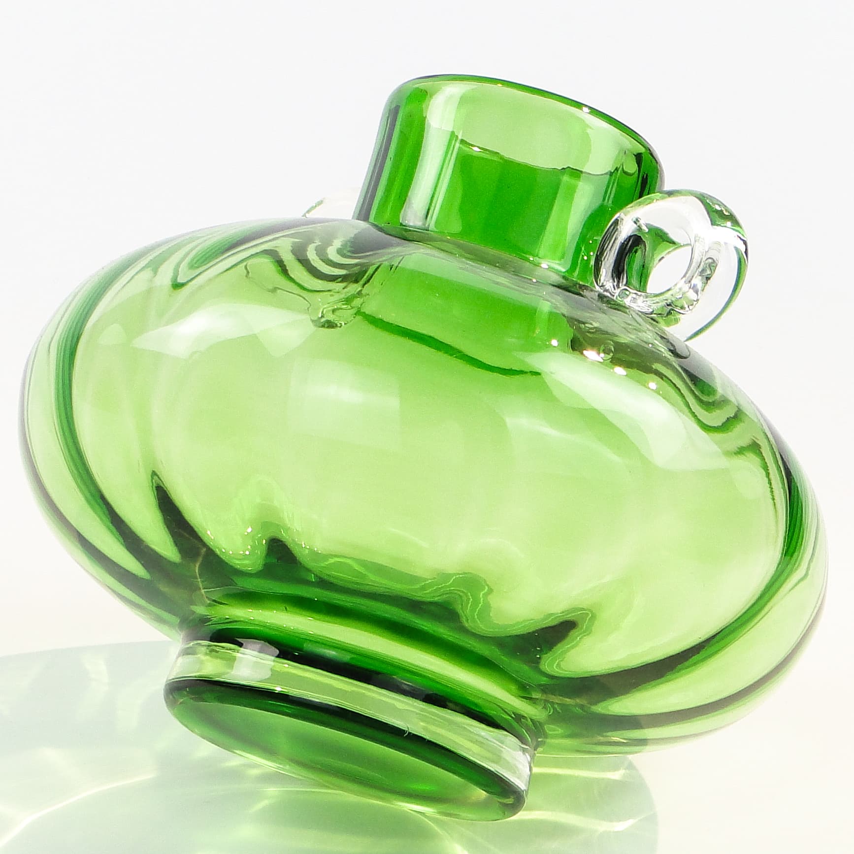 Wazon mid-century modern, szkło turkusowe, Polska, lata 70. - 98792