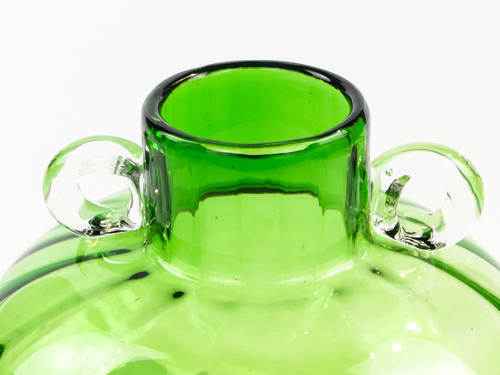 Wazon mid-century modern, szkło turkusowe, Polska, lata 70. - 98791