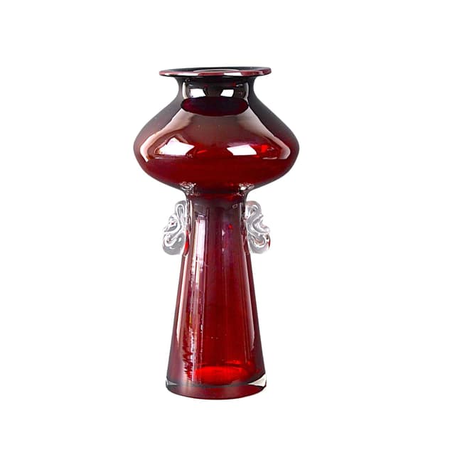 Wazon, maroon, szkło, proj. J. Słuczan-Orkusz, Polska, lata 80. - WYMIARY