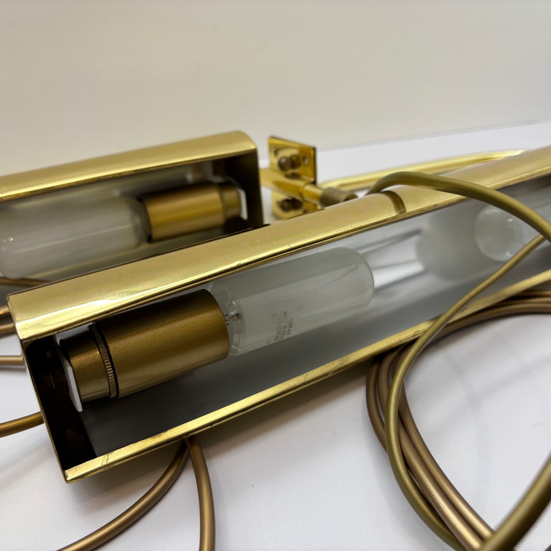 Para kinkietów, mosiądz złoty, Holtkötter, Niemcy, lata 70. - 98870