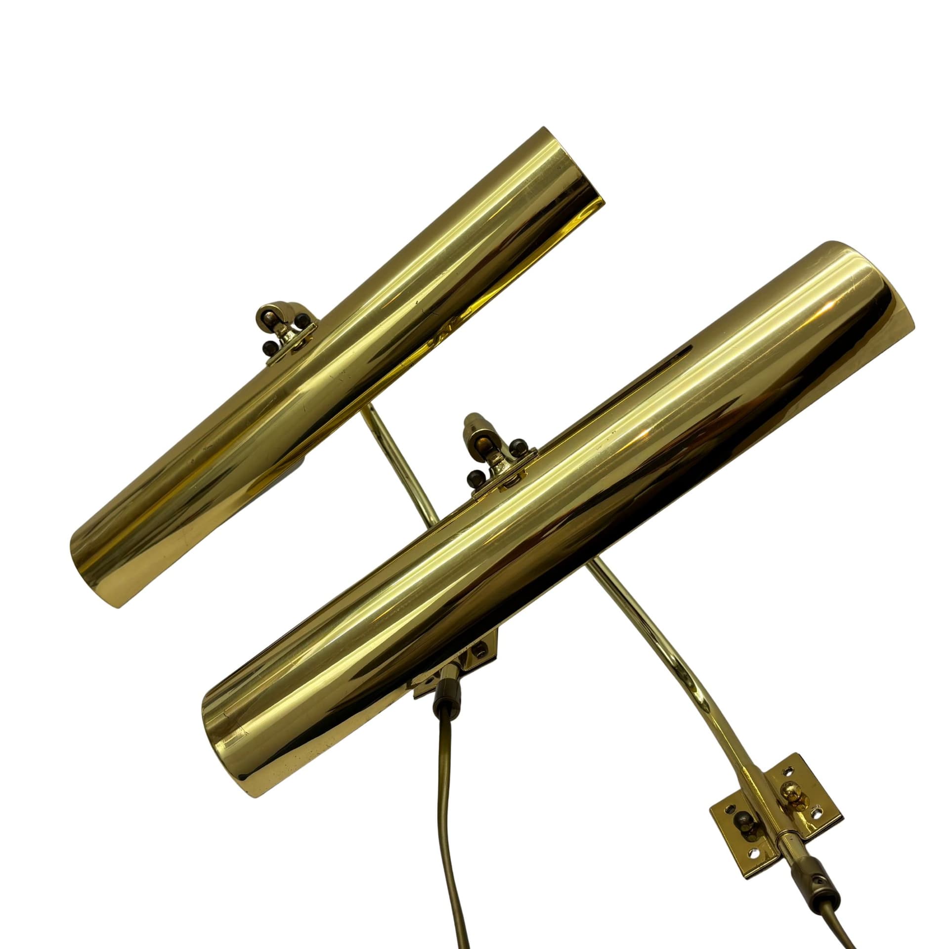 Para kinkietów, mosiądz złoty, Holtkötter, Niemcy, lata 70.