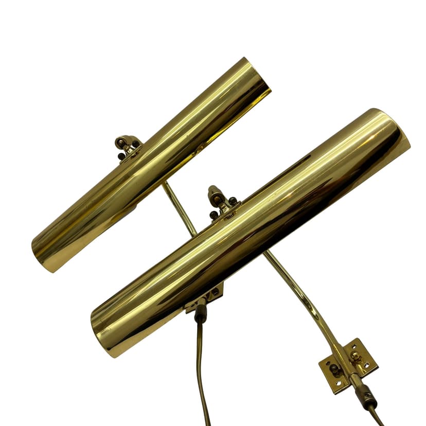 Pair of wall sconces, golden brass, Holtkötter, Germany, 1970s.