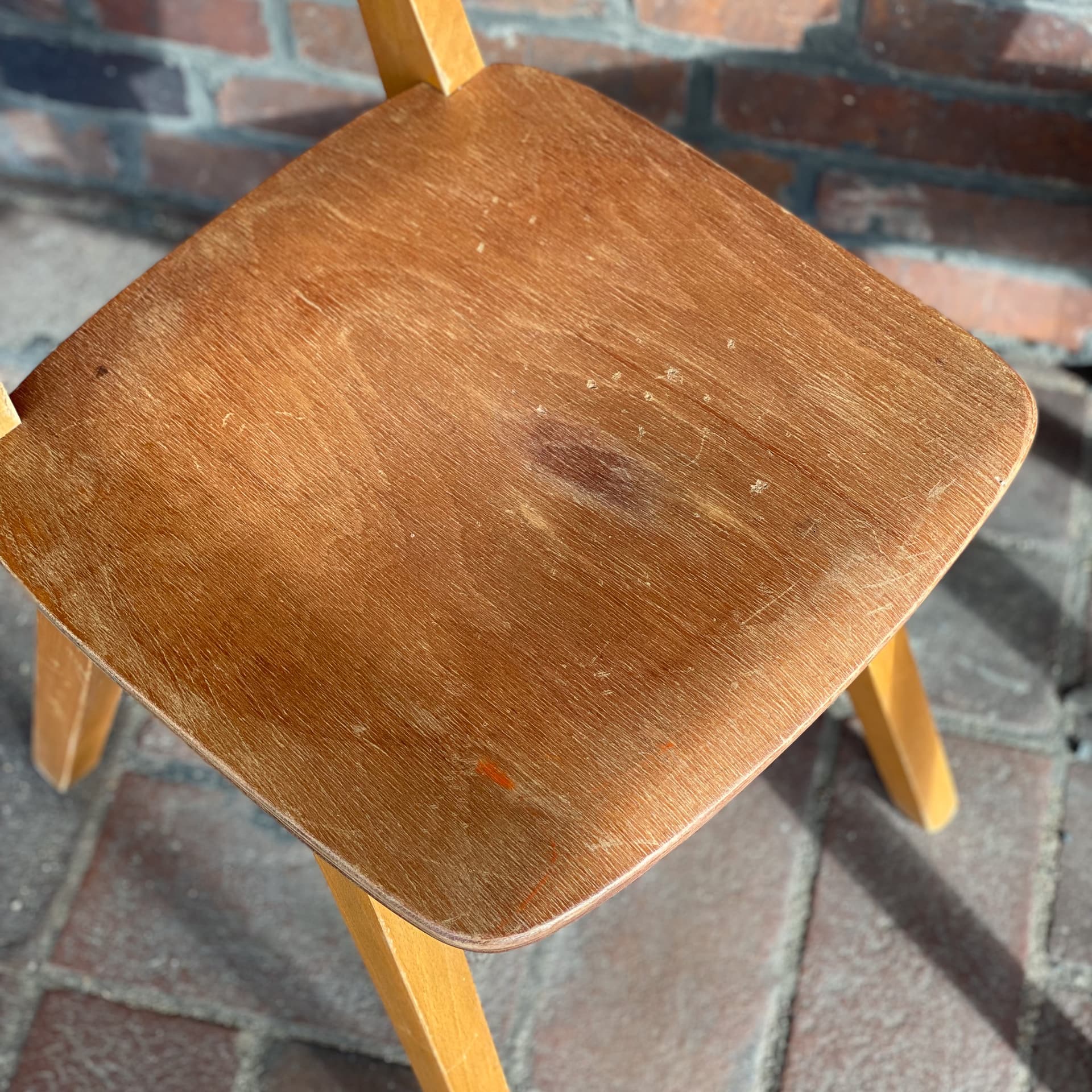 Para krzeseł szkolnych, jasnobrązowy, sklejka, Niemcy, lata 60. - 98980