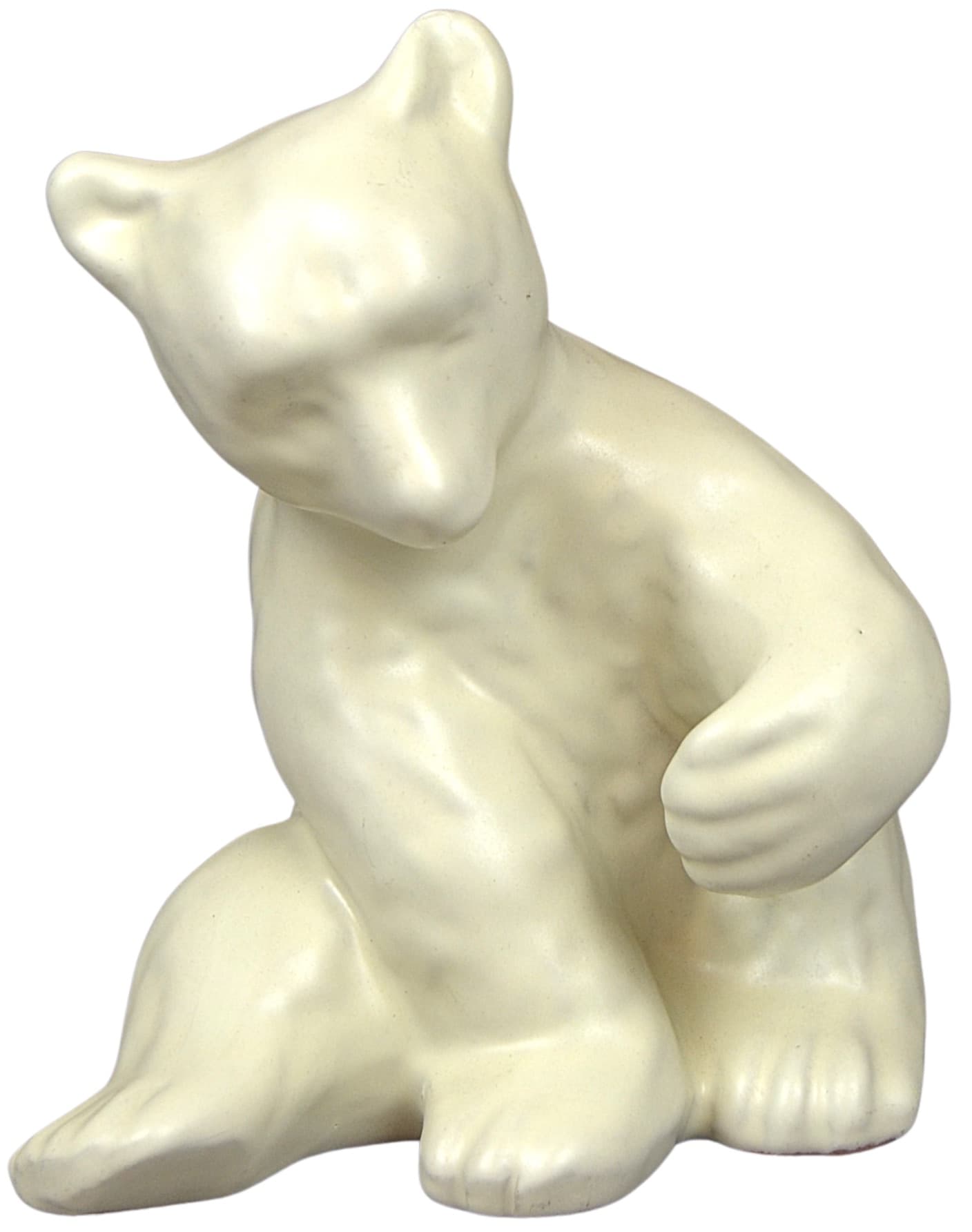 Figurka niedźwiedzia polarnego, ivory white, kamionka, proj. V. Lindstrand, Upsala-Ekeby, Szwecja, lata 40.