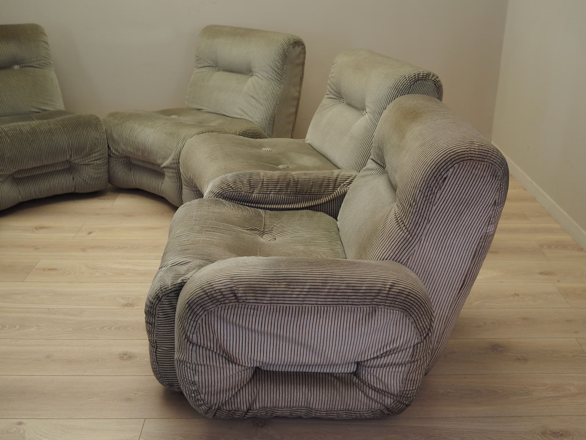 Sofa modułowa, sztruks szary, Włochy, lata 60. - 99153