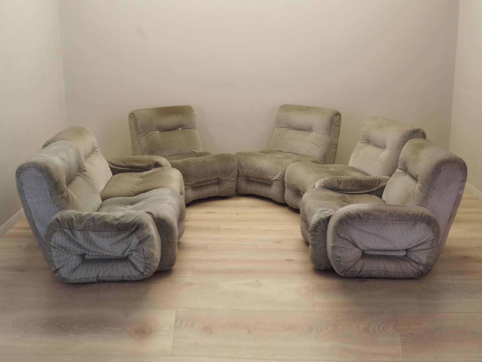 Sofa modułowa, sztruks szary, Włochy, lata 60. - 99150