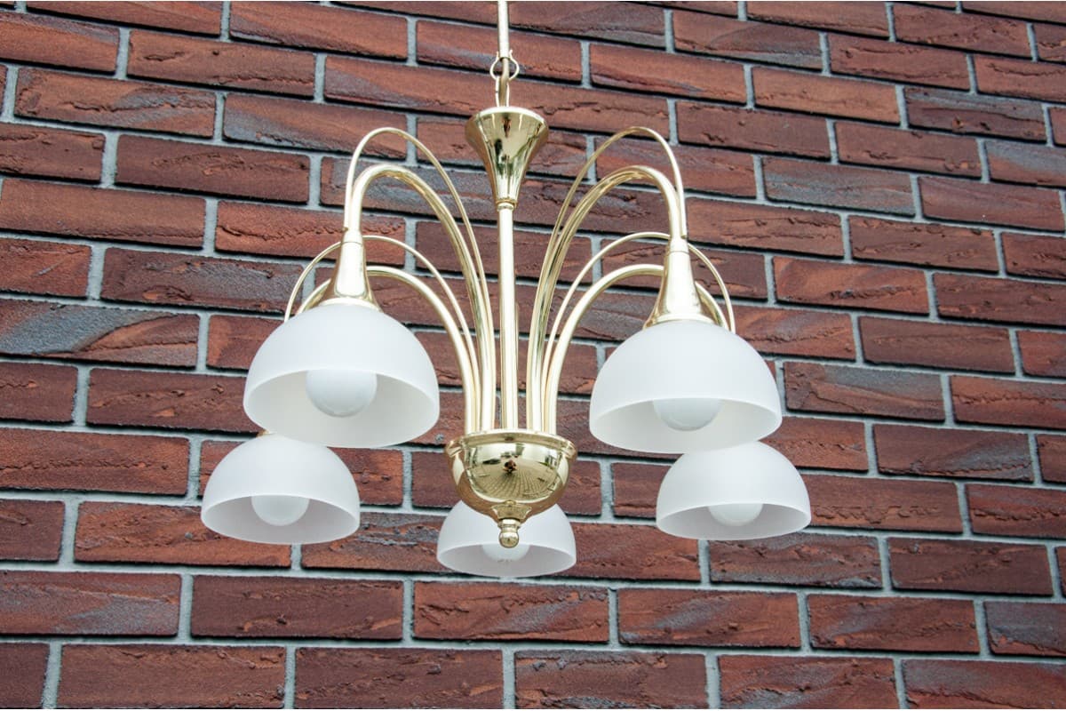 Mosiężny żyrandol, Polska, lata 80. - 58469