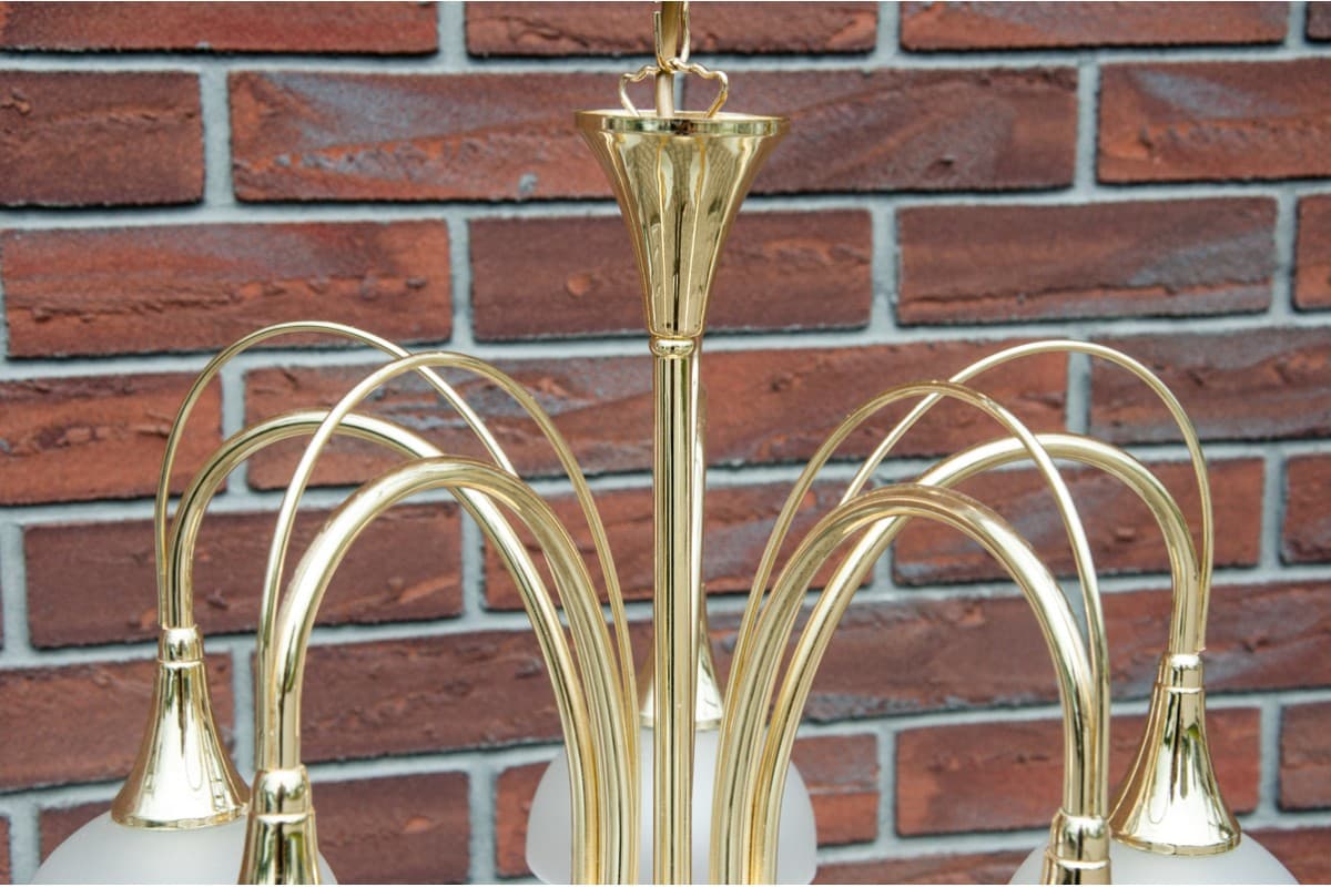 Mosiężny żyrandol, Polska, lata 80. - 58471