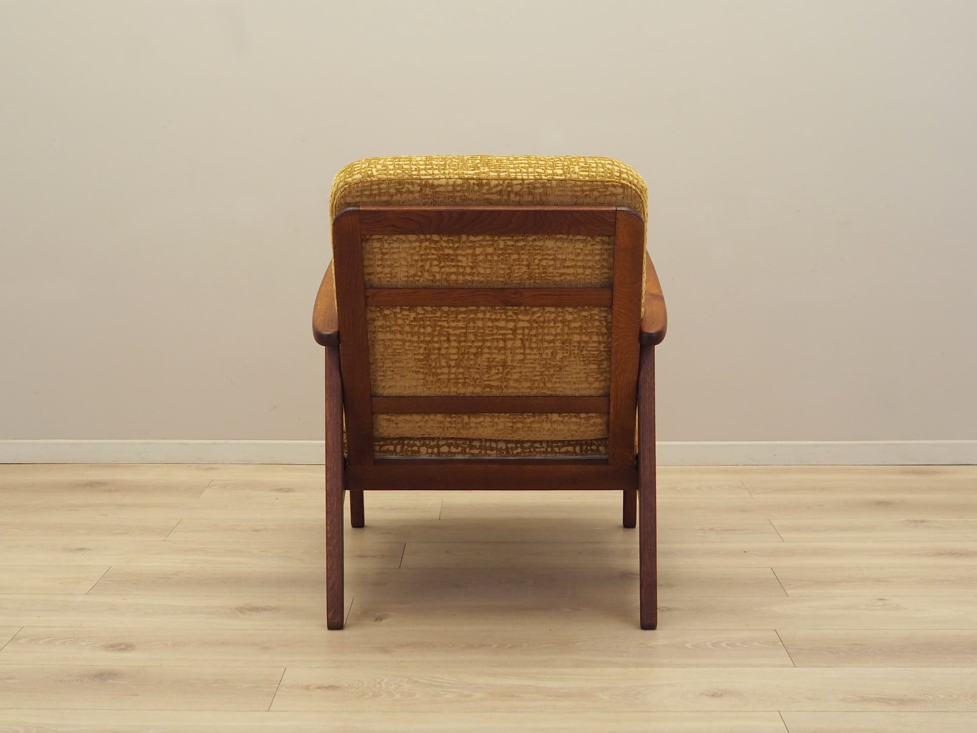 Armchair, yellow, teak, Denmark, 1970s. - 99169