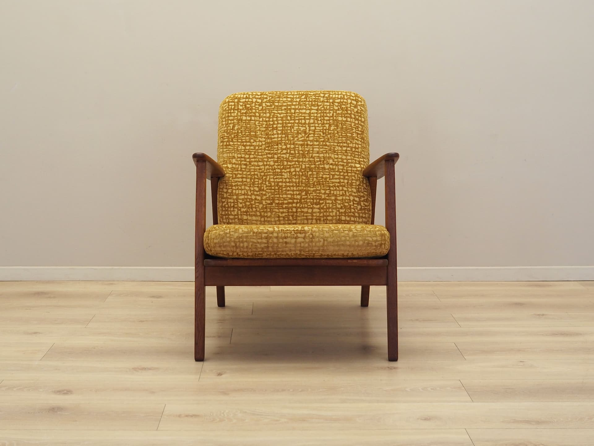 Armchair, yellow, teak, Denmark, 1970s. - 99166