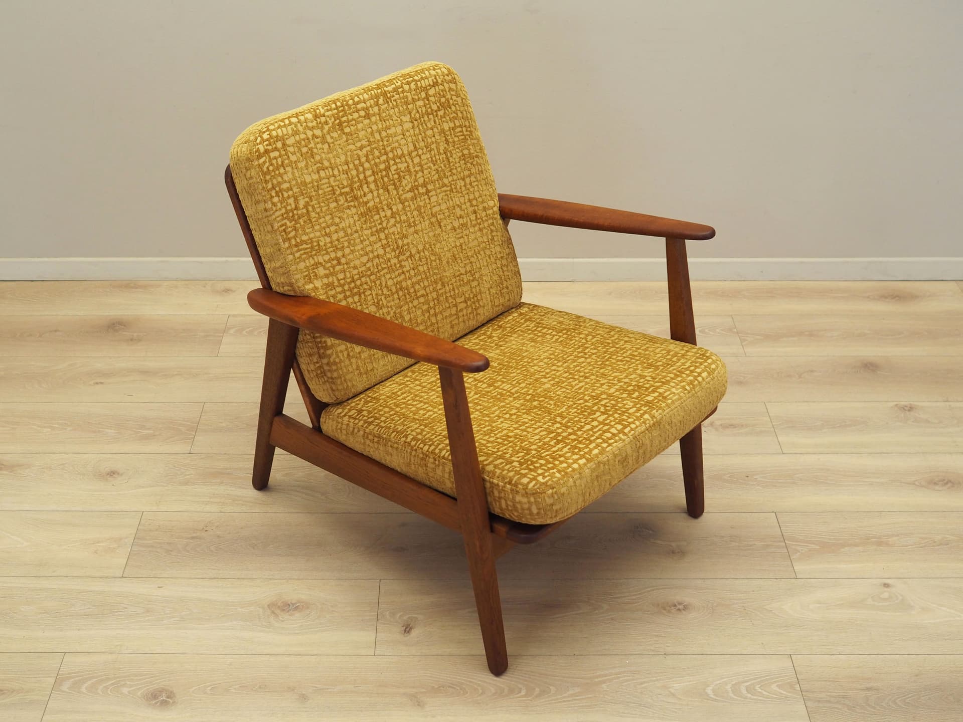 Armchair, yellow, teak, Denmark, 1970s. - 99172