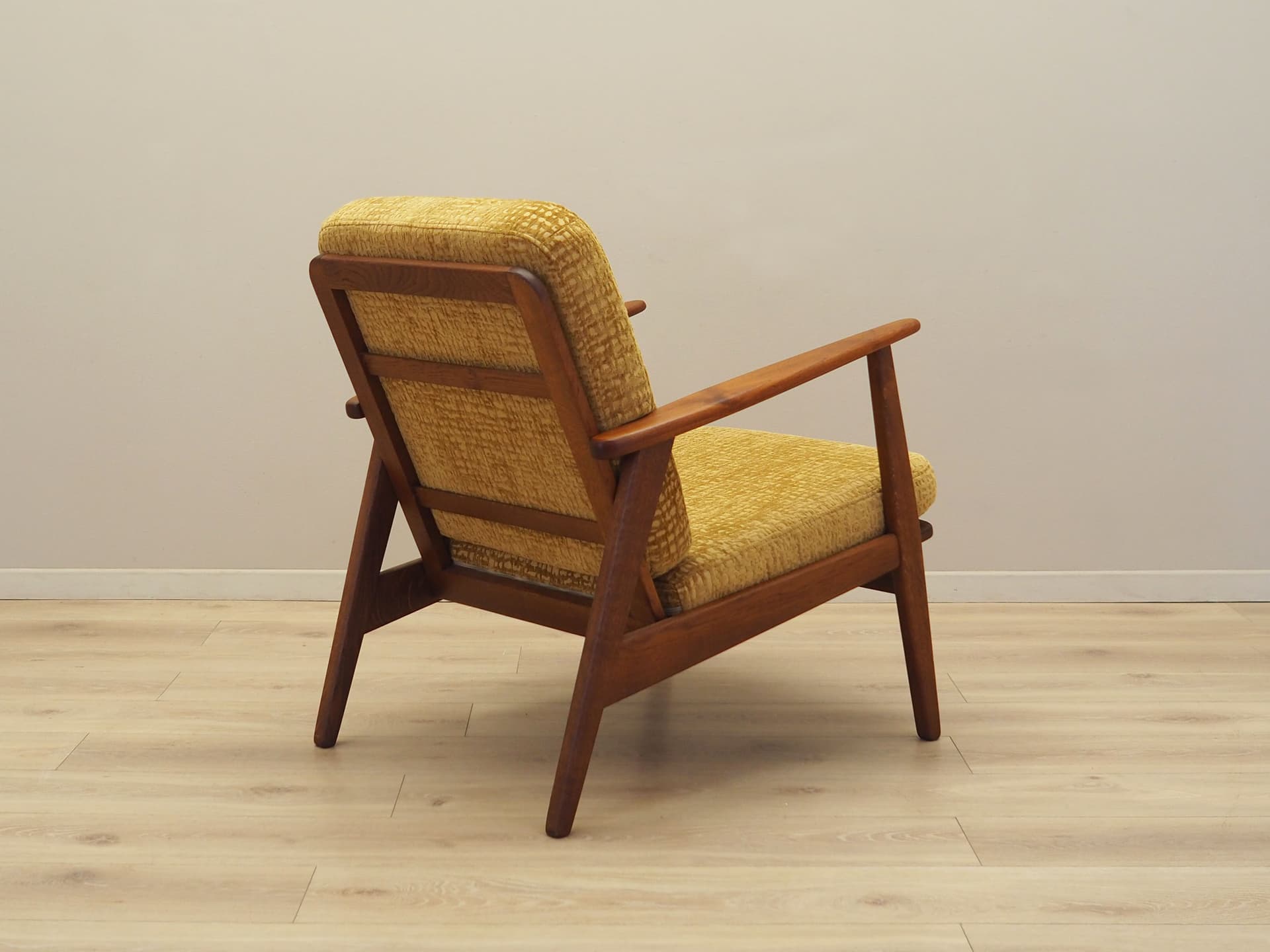 Armchair, yellow, teak, Denmark, 1970s. - 99170
