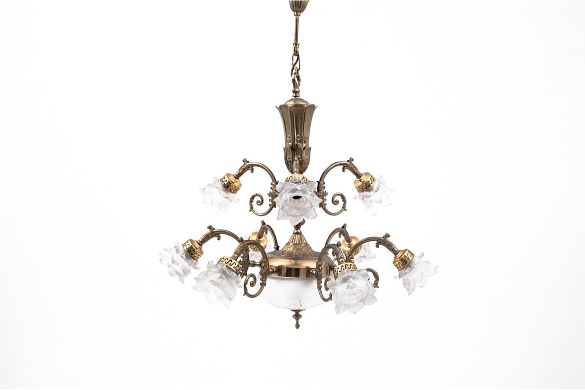 Mosiężny żyrandol, Francja, lata 50. - 58496