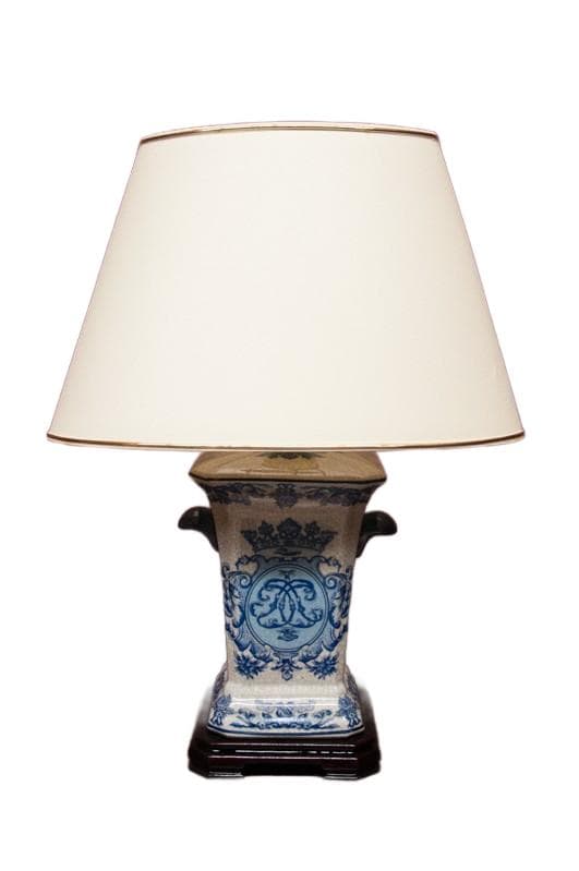 Lampa stołowa porcelanowa 42x25x56 cm niebieska, ,