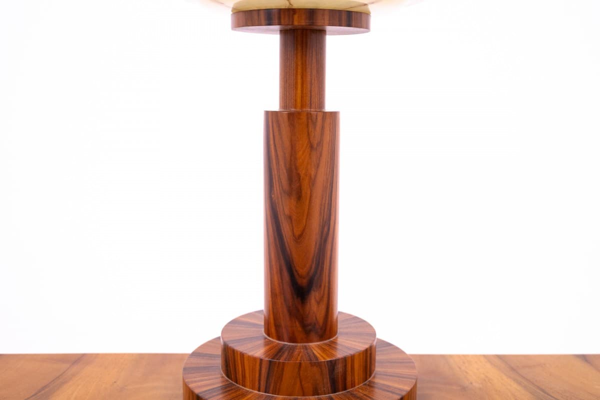 Orzechowe lampy stołowe, styl Art Deco, Polska, lata 50. - 58511