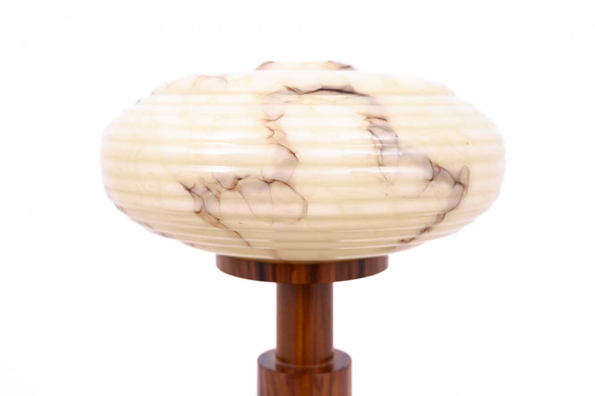 Orzechowe lampy stołowe, styl Art Deco, Polska, lata 50. - 58512