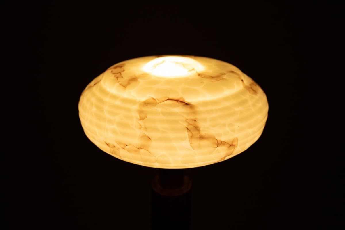 Orzechowe lampy stołowe, styl Art Deco, Polska, lata 50. - 58515