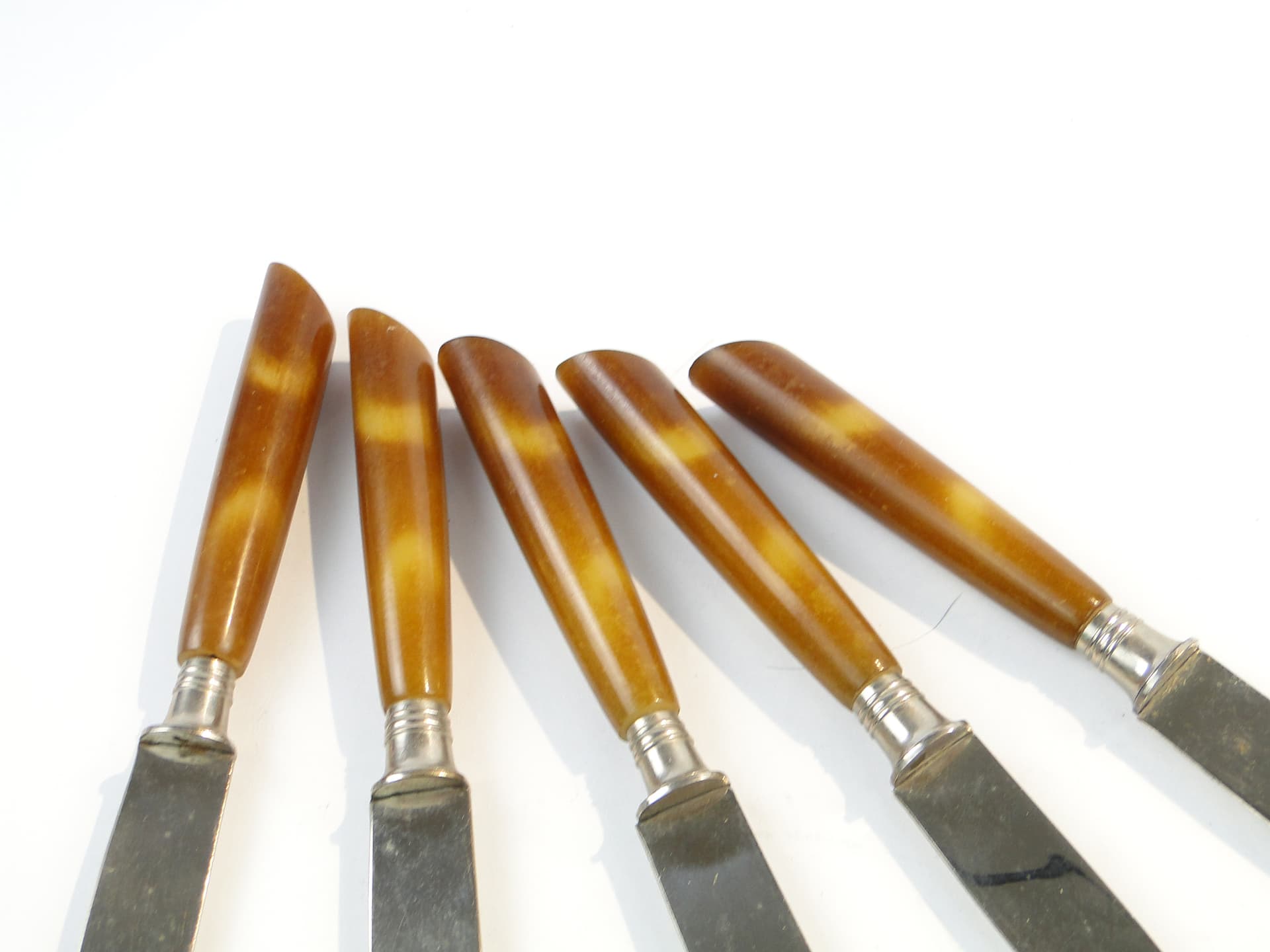 Zestaw noży, mid-century modern, bakelit brązowy, Szwecja, lata 50. - 100529