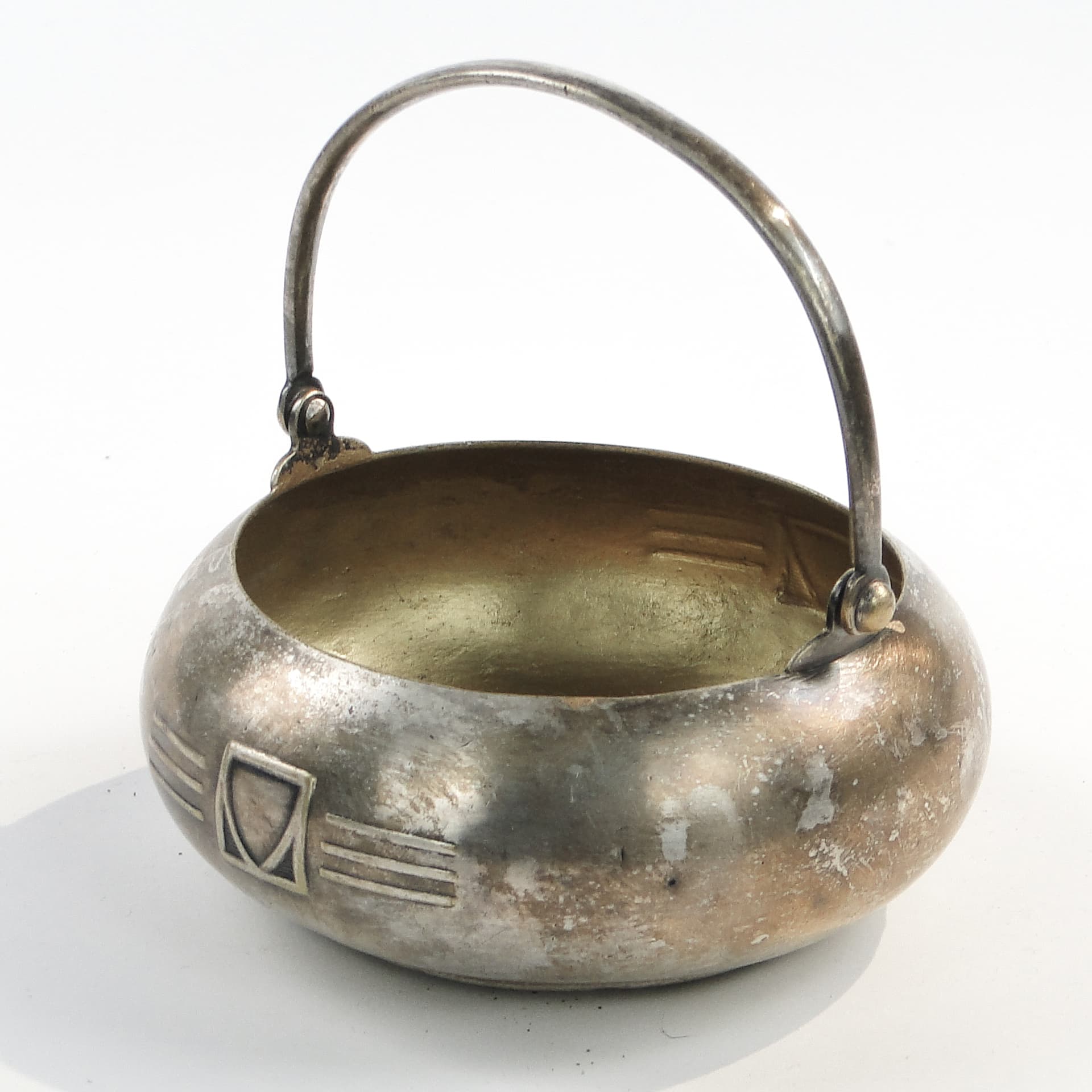 Cukiernica Art Deco, mosiądz srebrzony, Bracia Henneberg, Polska, lata 20. - 100564