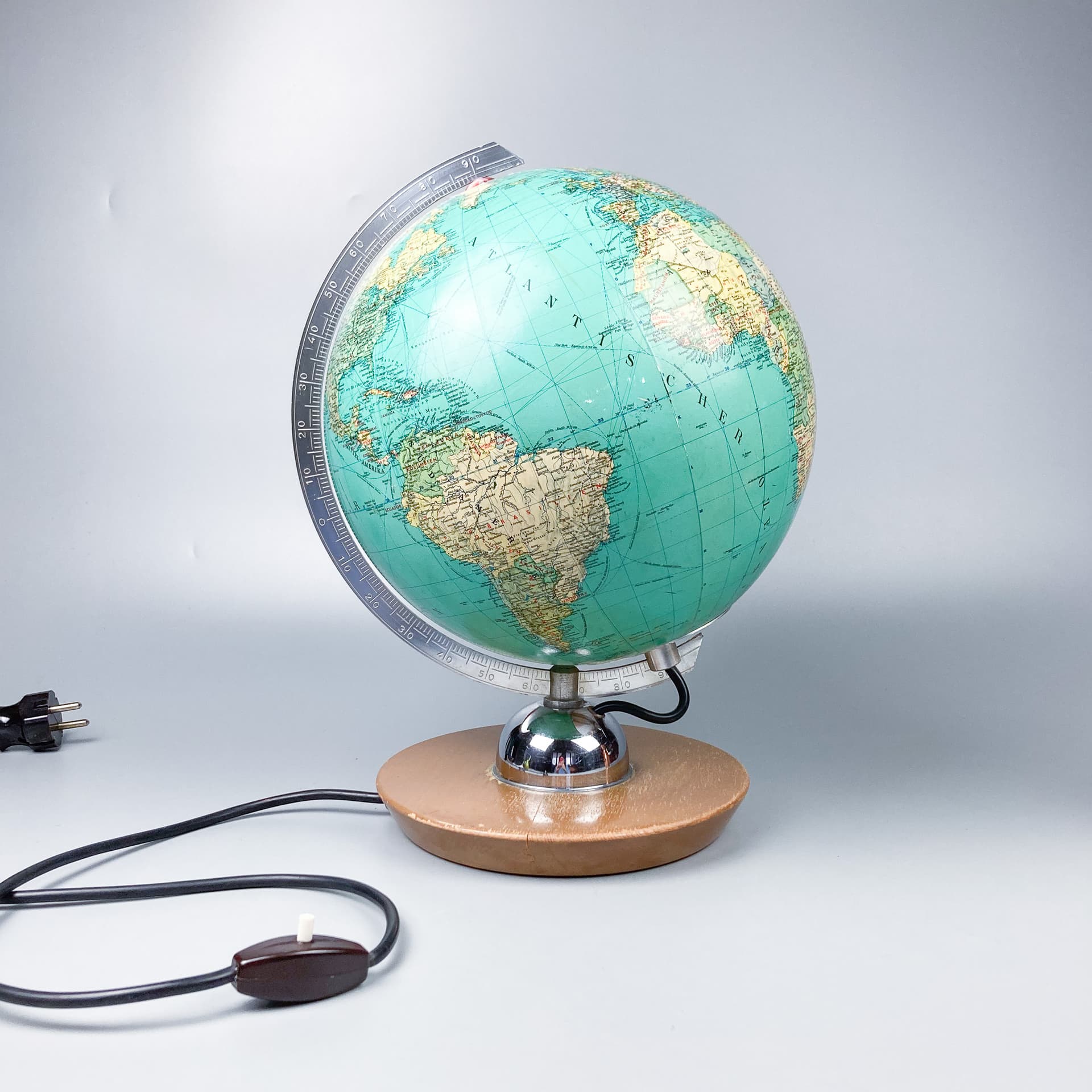 Globus, turkusowy, szkło, Niemcy, lata 60. - 100629