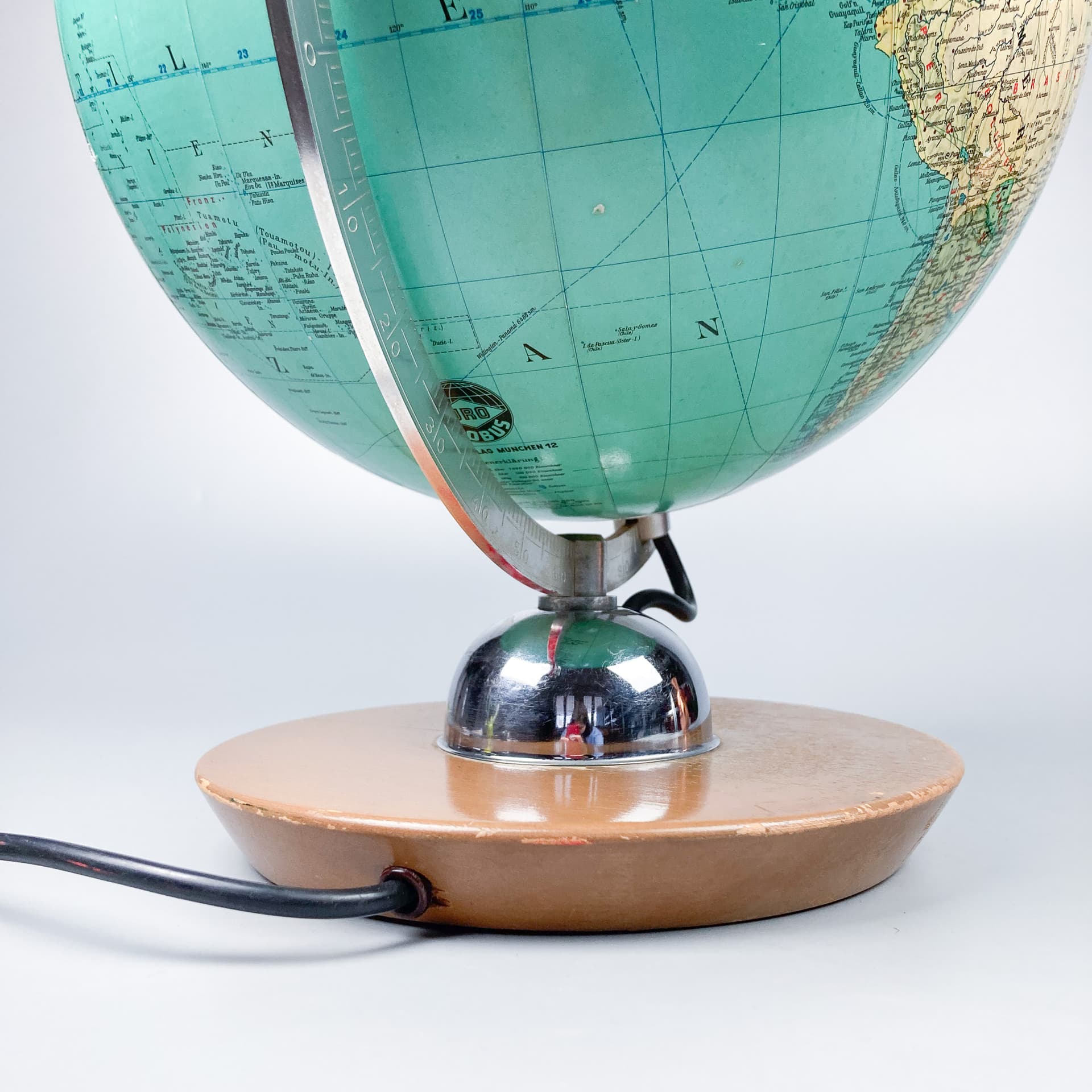 Globus, turkusowy, szkło, Niemcy, lata 60. - 100632