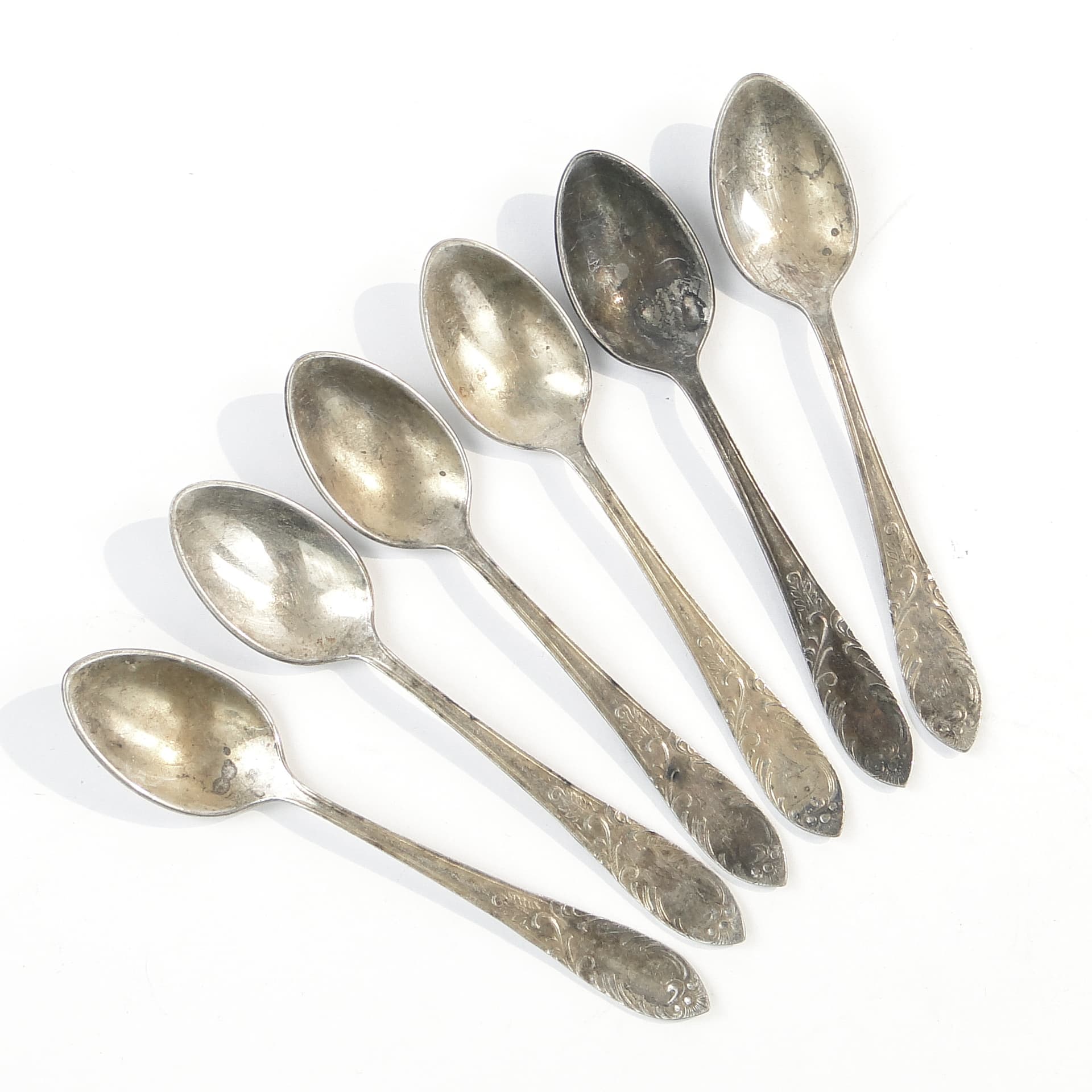 Mocha spoon set, silver-plated brass, D. Fraget, Poland, 1950s.