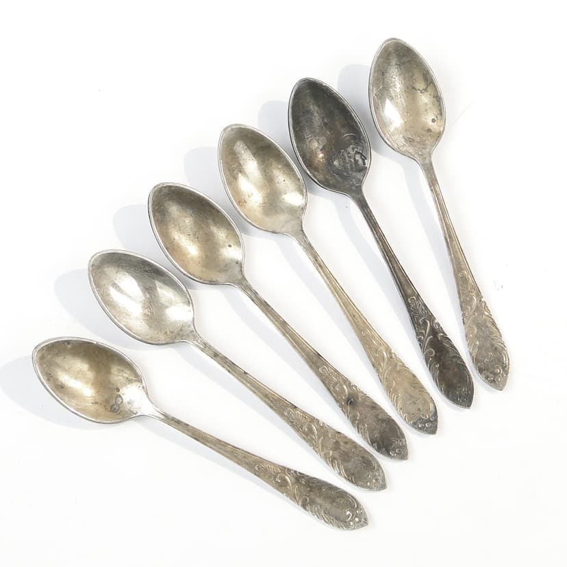 Mocha spoon set, silver-plated brass, D. Fraget, Poland, 1950s.