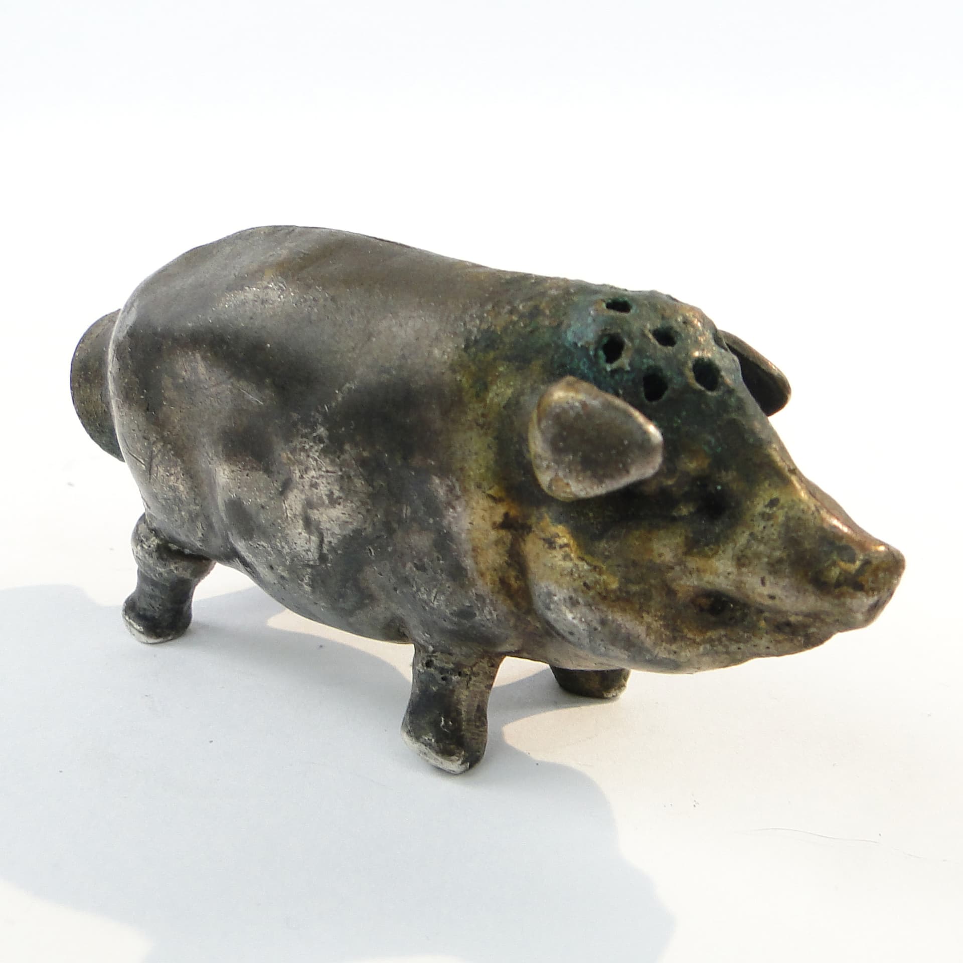 Solniczka figuralna, mosiądz srebrzony, Niemcy, XIX w. - 100942