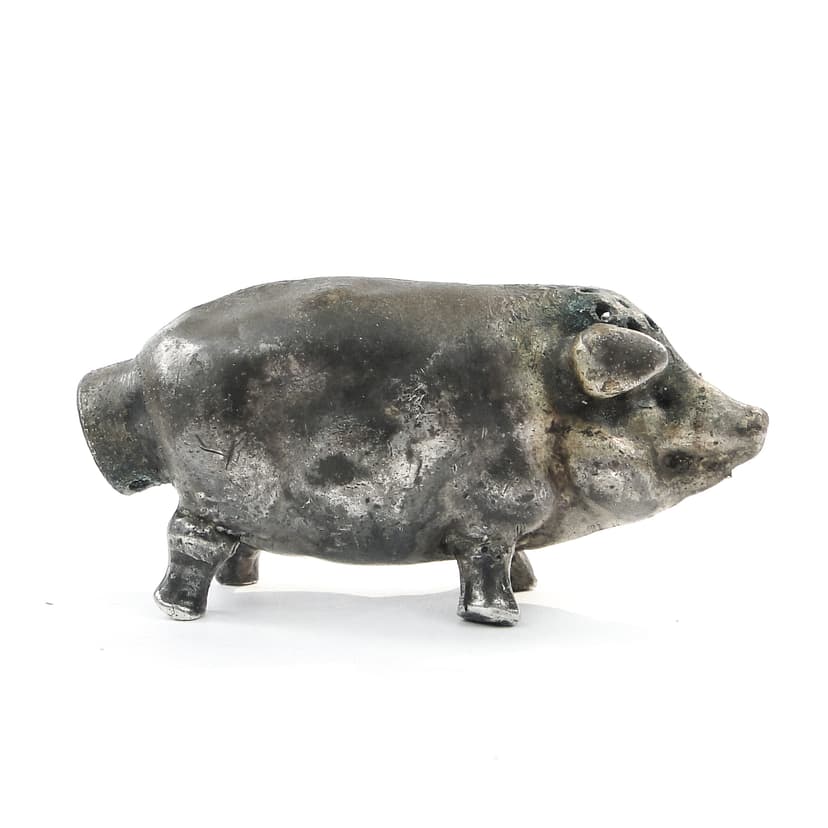 Solniczka figuralna, mosiądz srebrzony, Niemcy, XIX w.