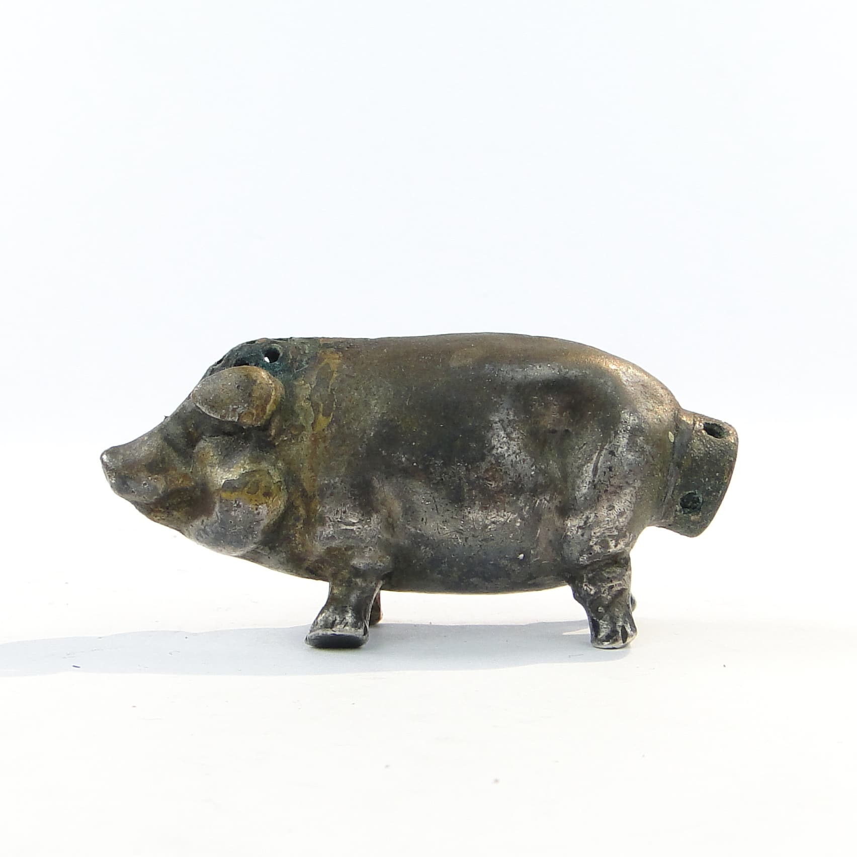 Solniczka figuralna, mosiądz srebrzony, Niemcy, XIX w. - 100936