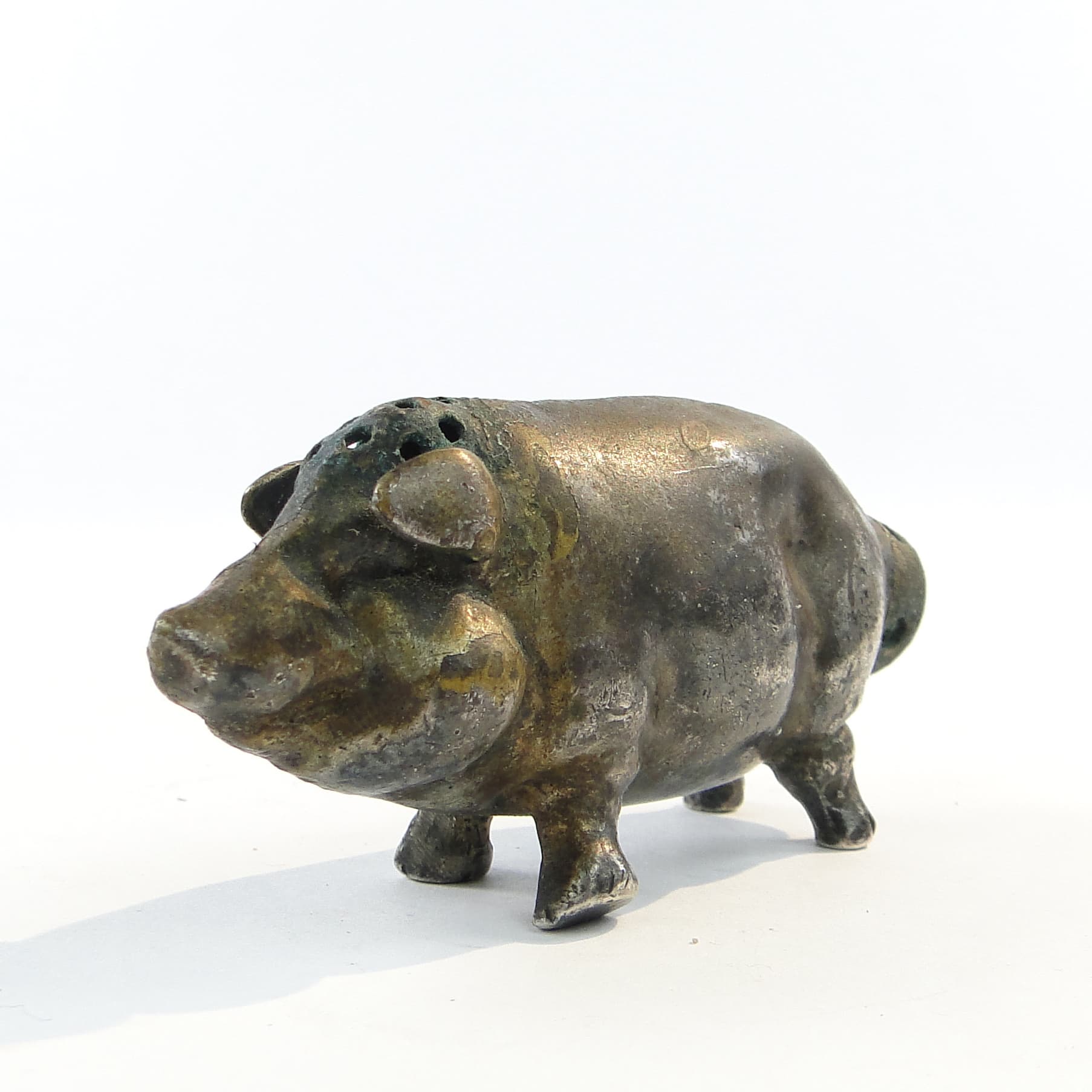 Solniczka figuralna, mosiądz srebrzony, Niemcy, XIX w. - 100937