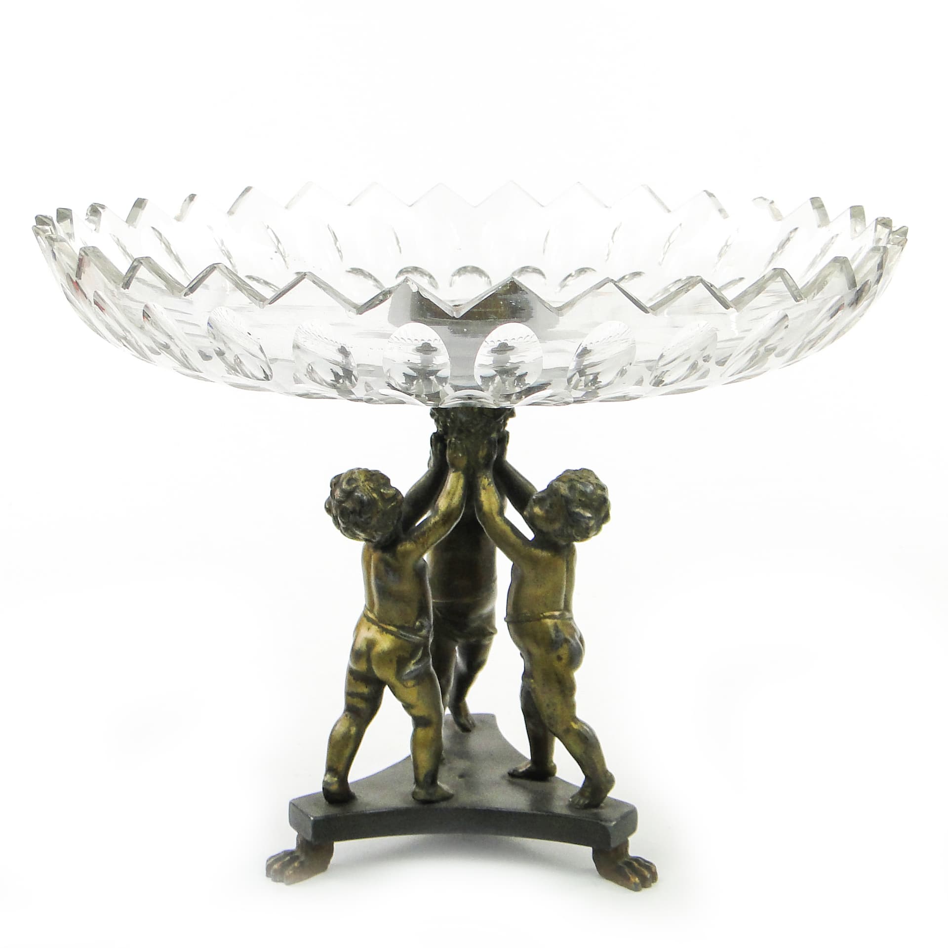 Art Deco figural centerpiece, glass, brass, Poland, 1930s. - 100973