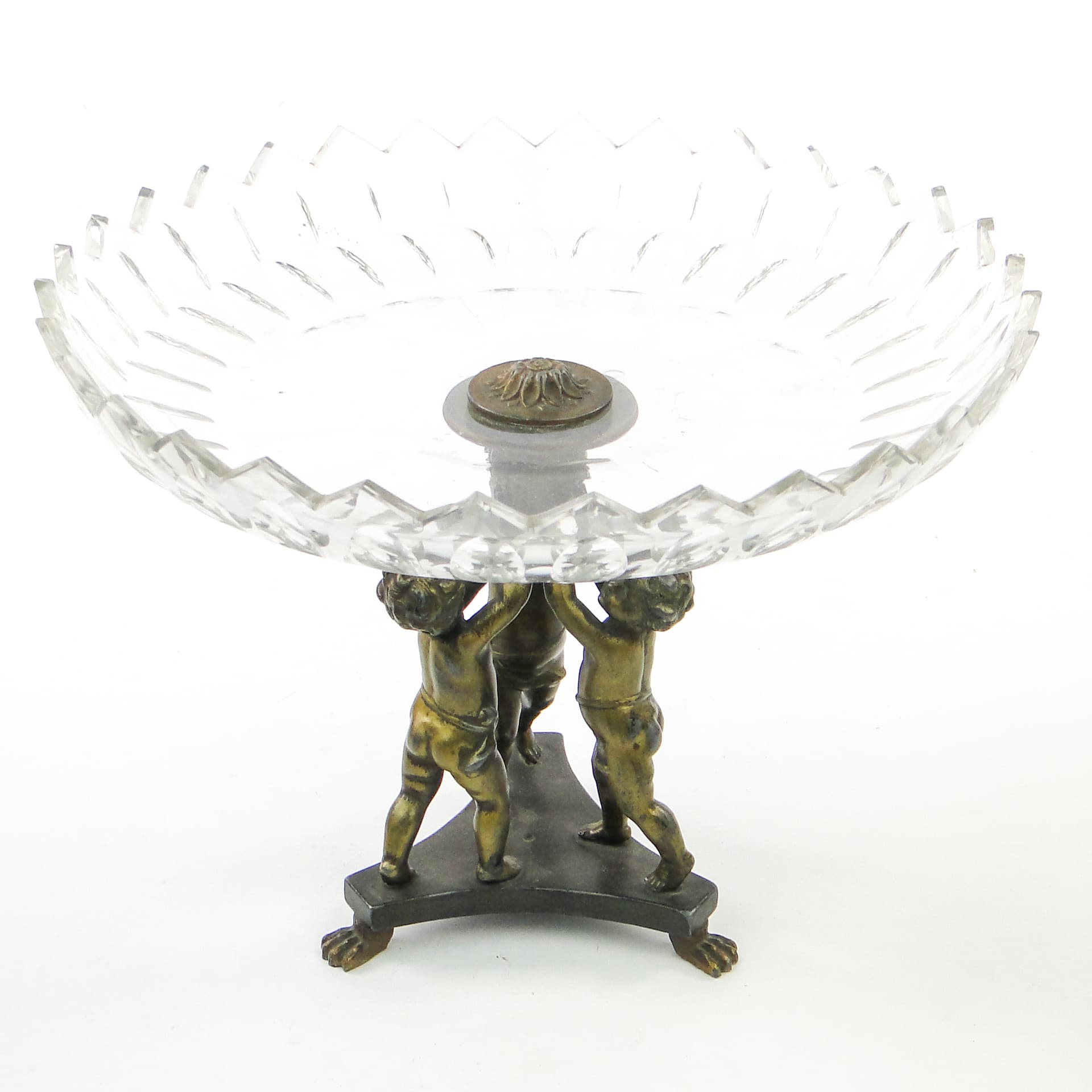 Art Deco figural centerpiece, glass, brass, Poland, 1930s. - 100965