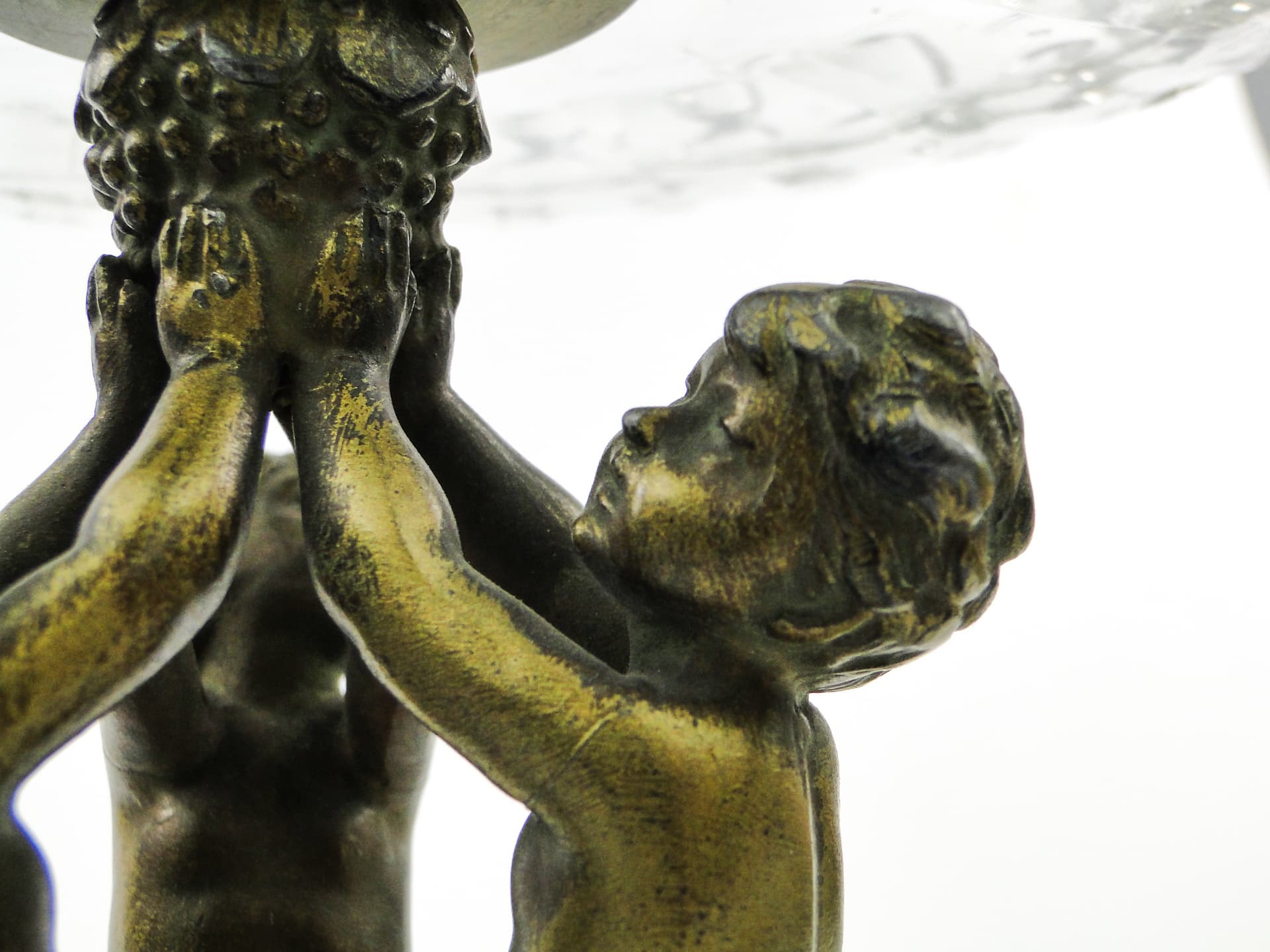 Art Deco figural centerpiece, glass, brass, Poland, 1930s. - 100975