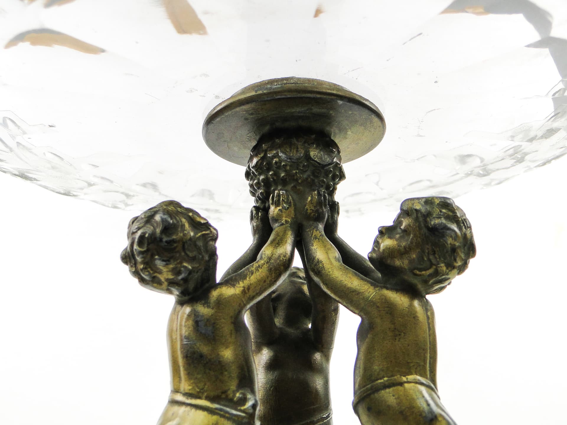 Art Deco figural centerpiece, glass, brass, Poland, 1930s. - 100974