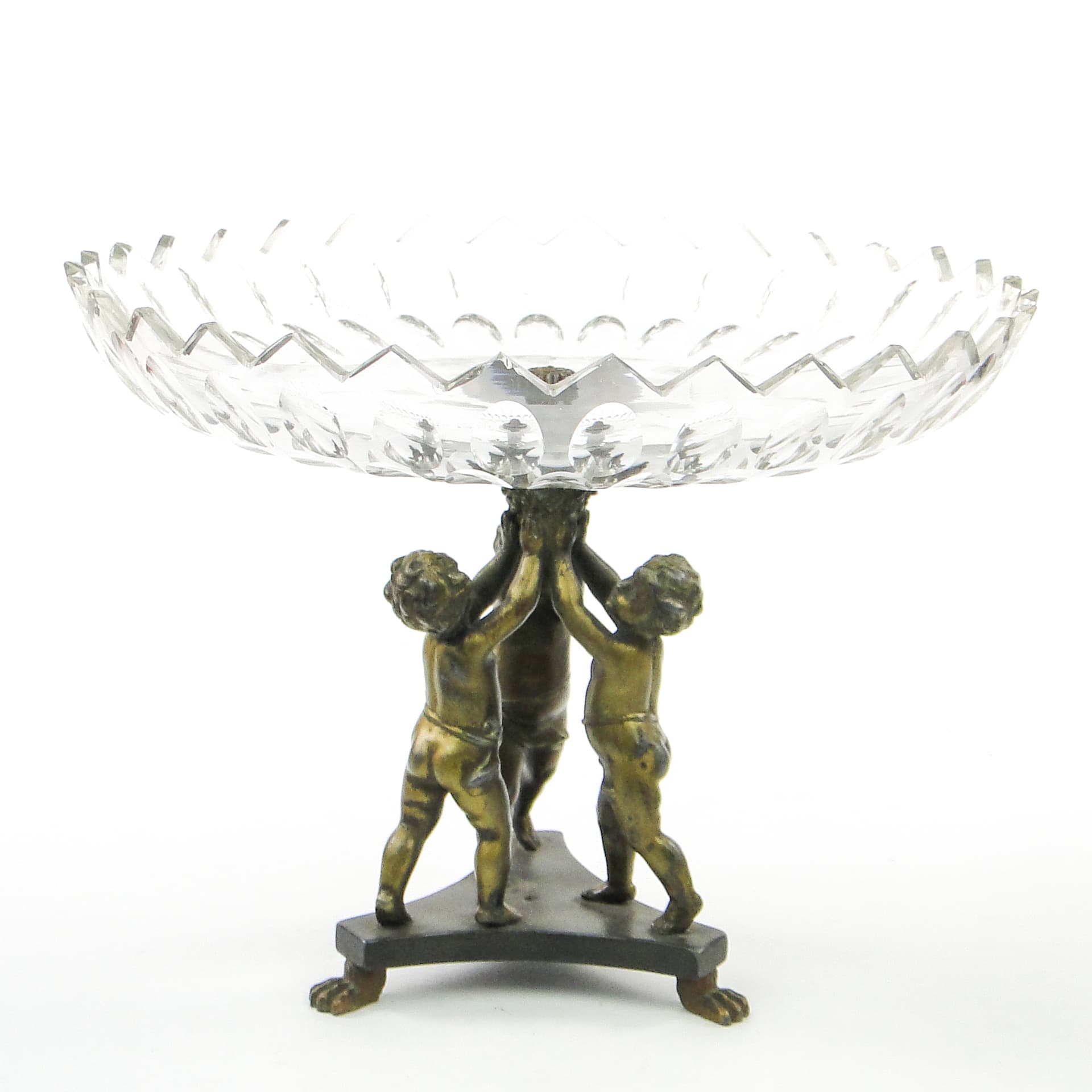 Art Deco figural centerpiece, glass, brass, Poland, 1930s. - 100968
