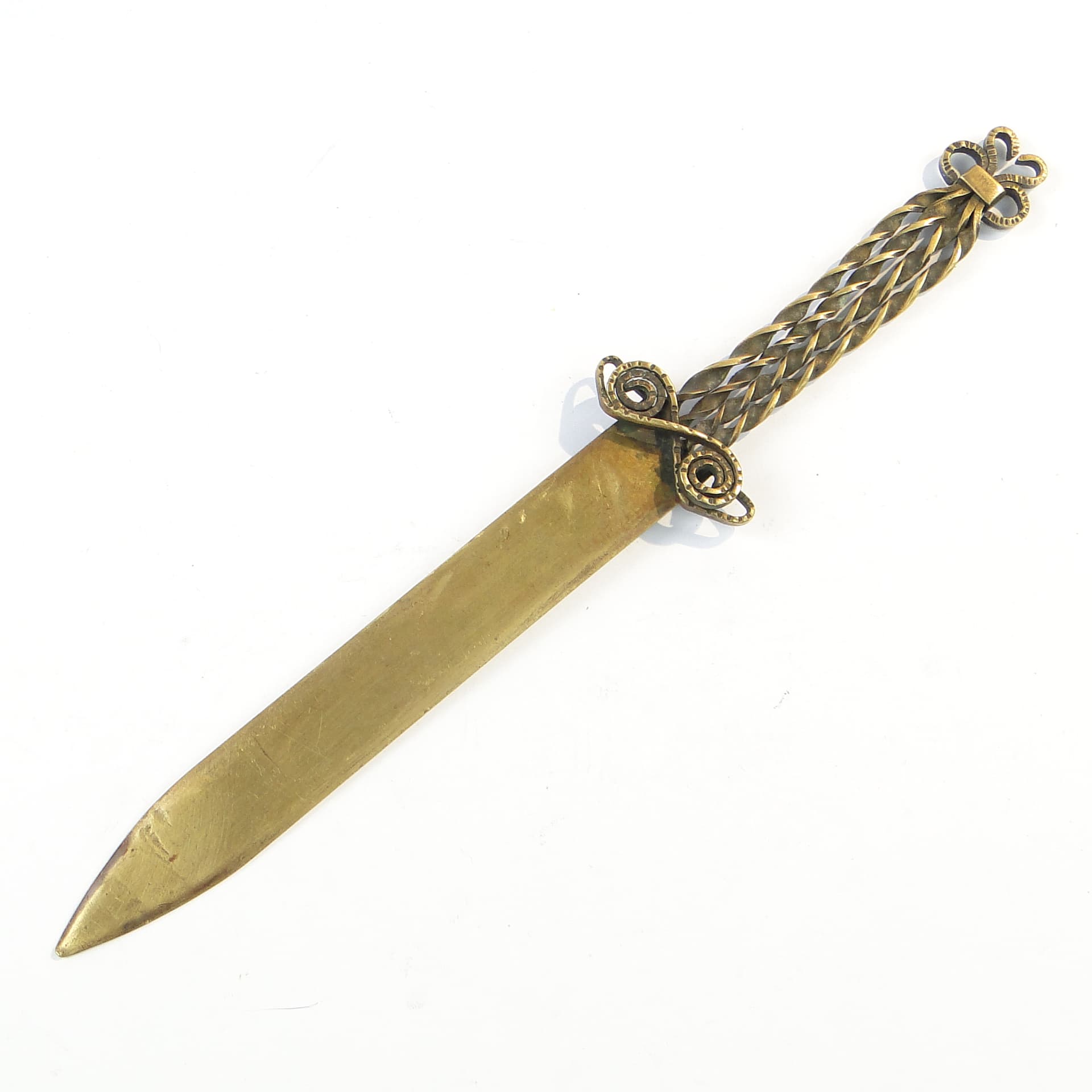 Nóż do listów, postmodernistyczny, mosiądz, Polska, lata 70. - 101045