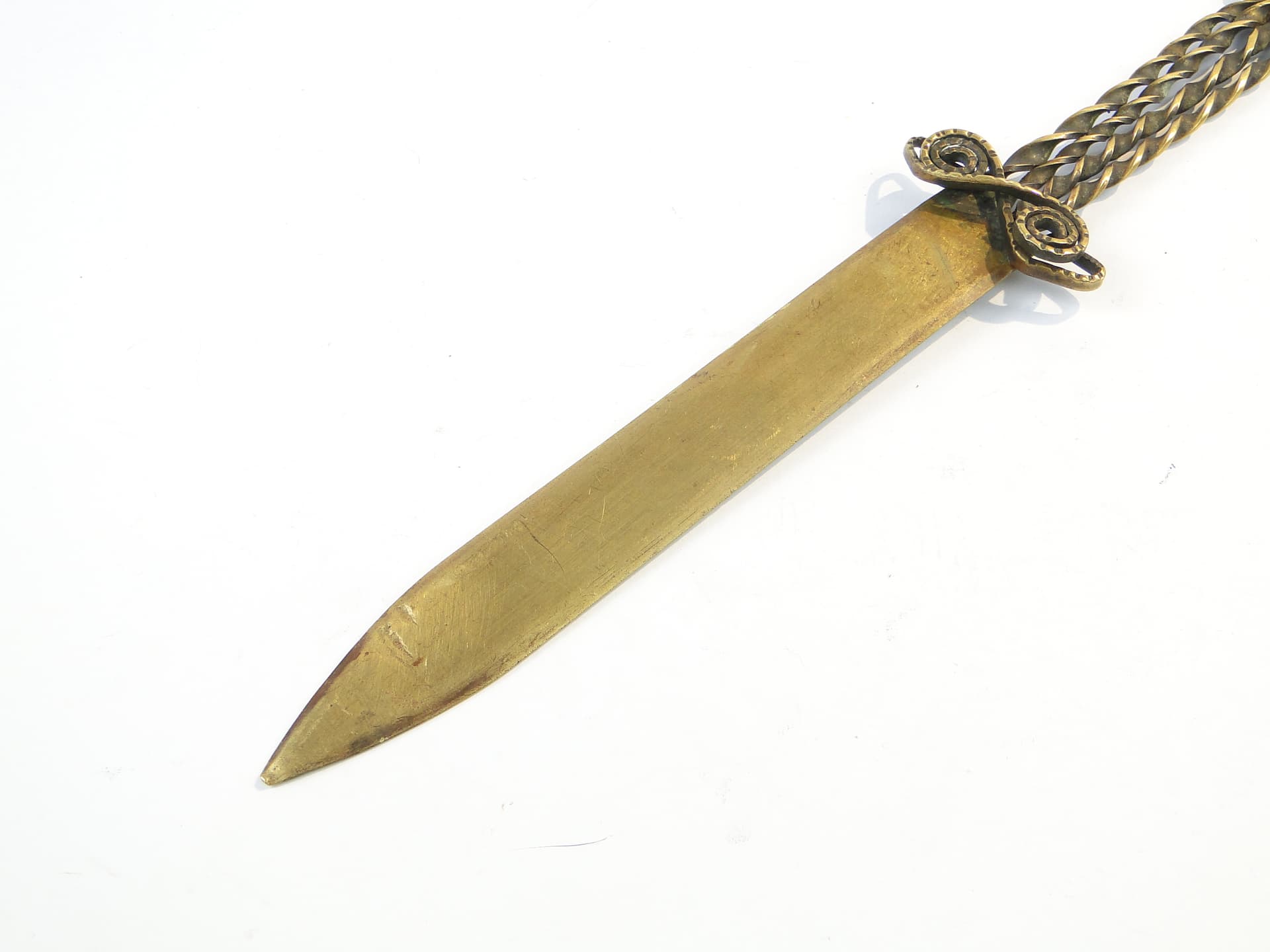 Nóż do listów, postmodernistyczny, mosiądz, Polska, lata 70. - 101048