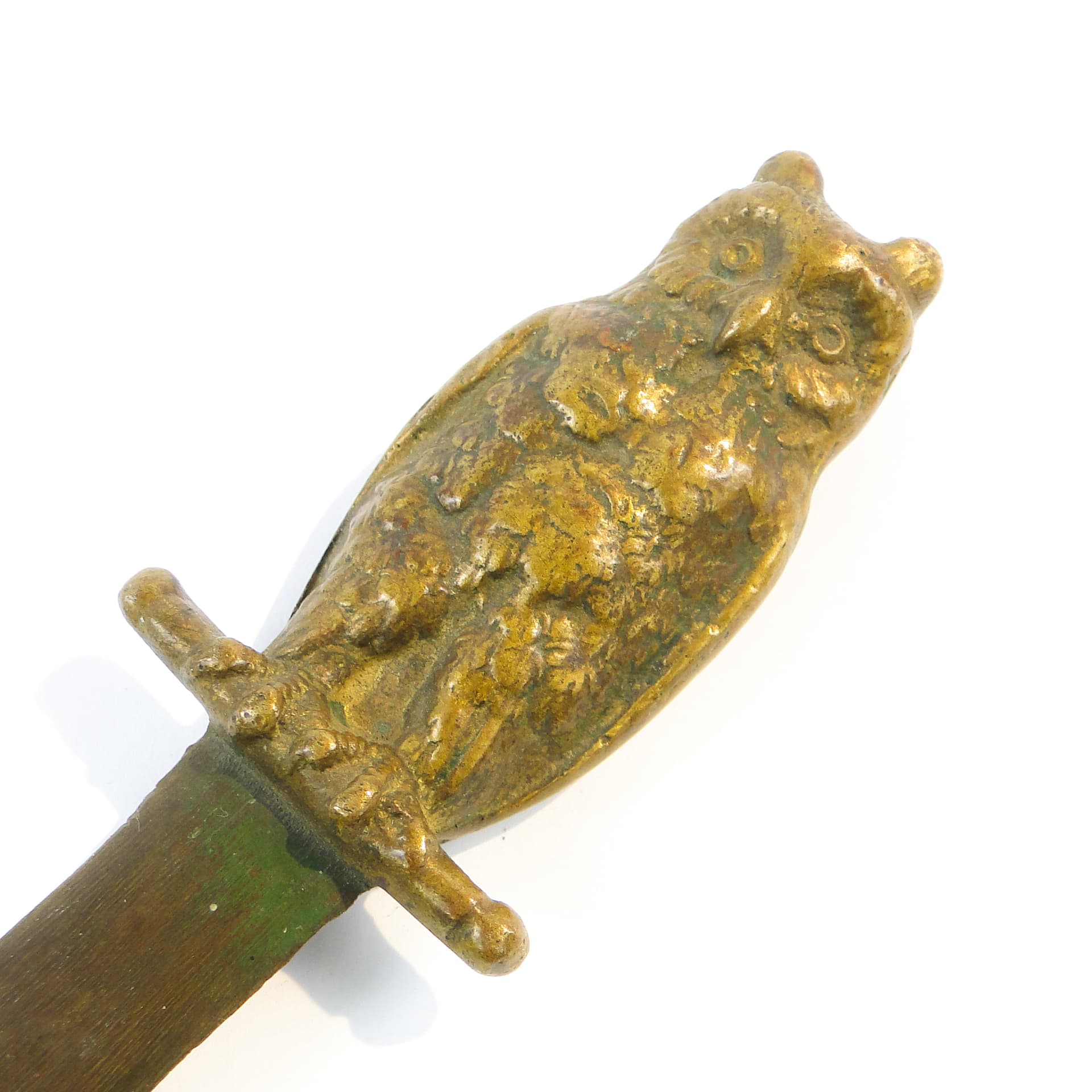 Nóż do listów w stylu secesyjnym ze sową, mosiądz, Polska, lata 50. - 101068