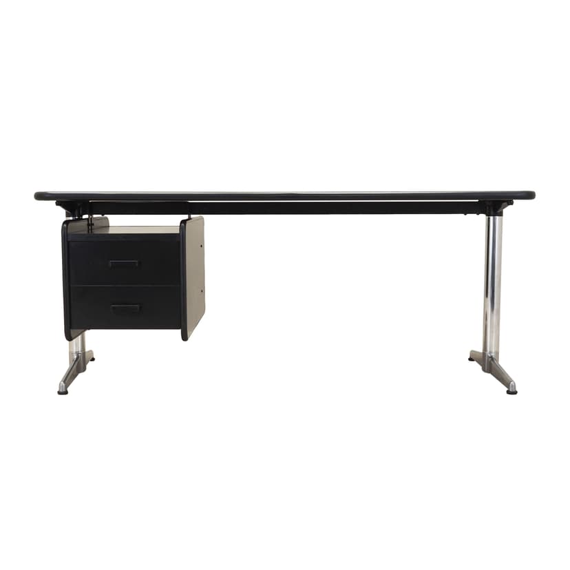 Desk, black, by G. Piretti, Anonima Castelli, Italy, 1970s.