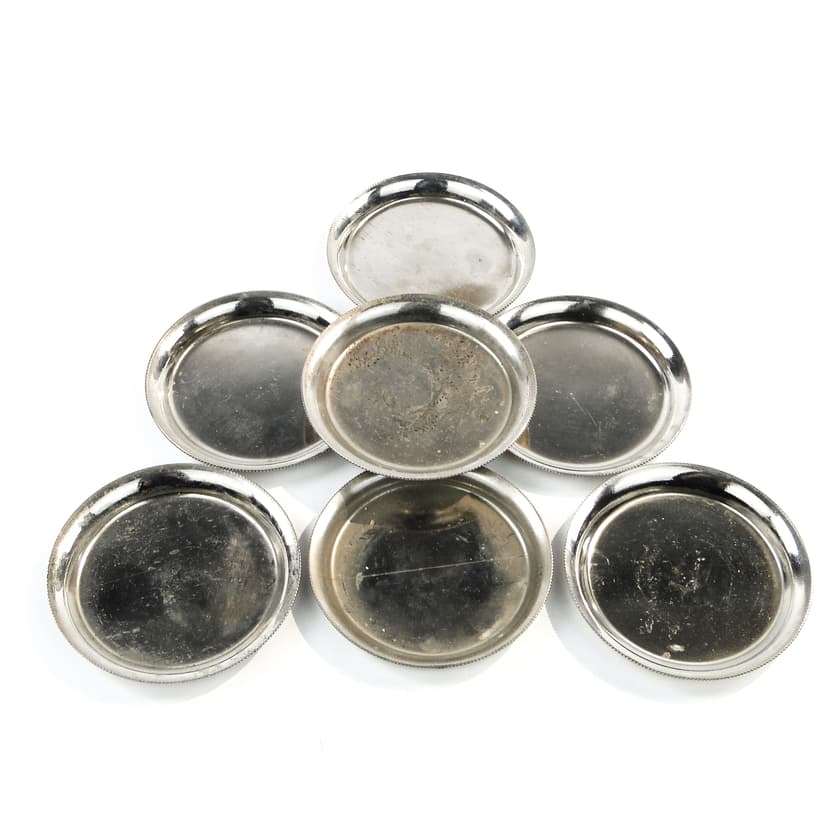 Komplet podstawek pod kieliszki Art Deco, mosiądz srebrzony, Niemcy, lata 50.