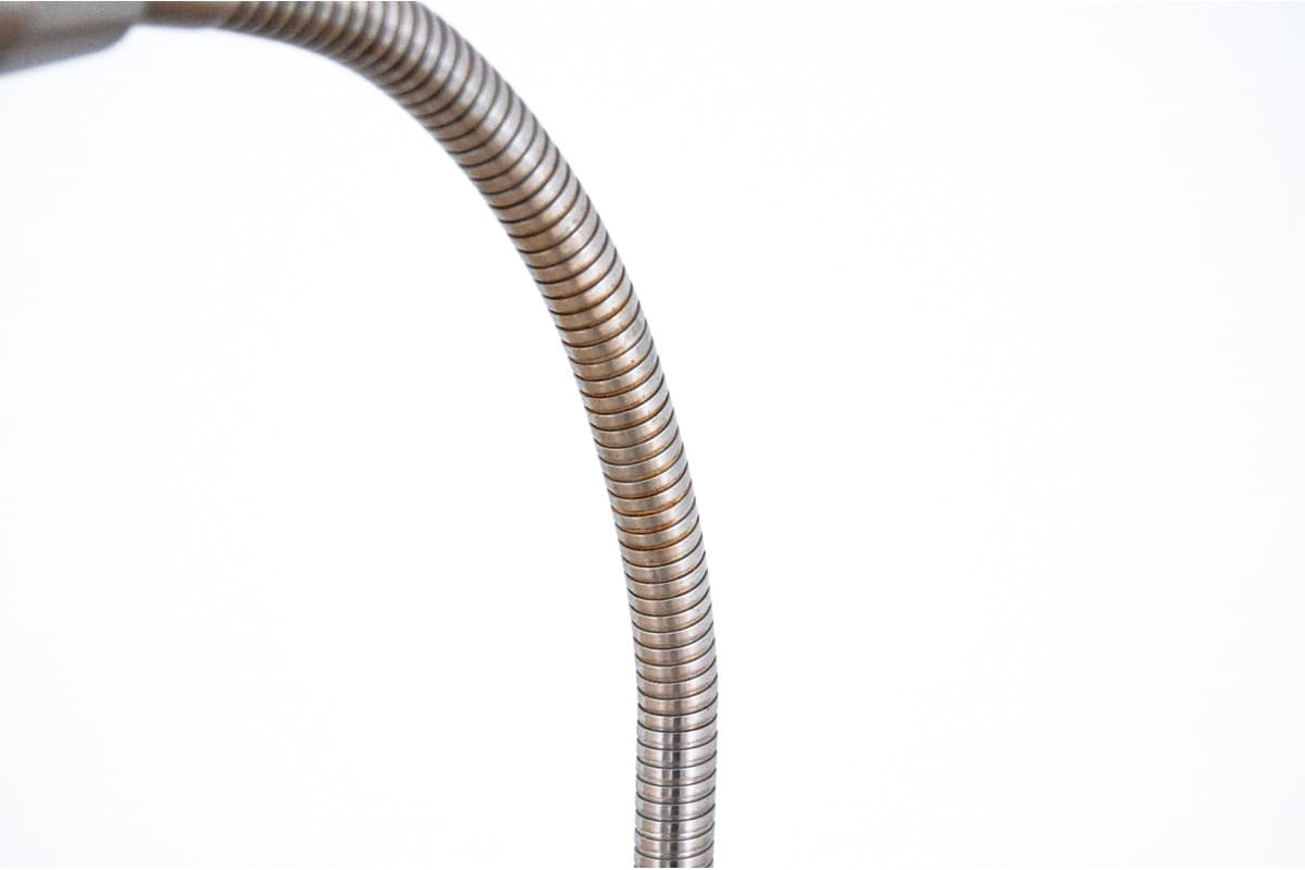 Srebrna, metalowa lampa stołowa, industrialna, Europa Zachodnia, lata 70. - 58520