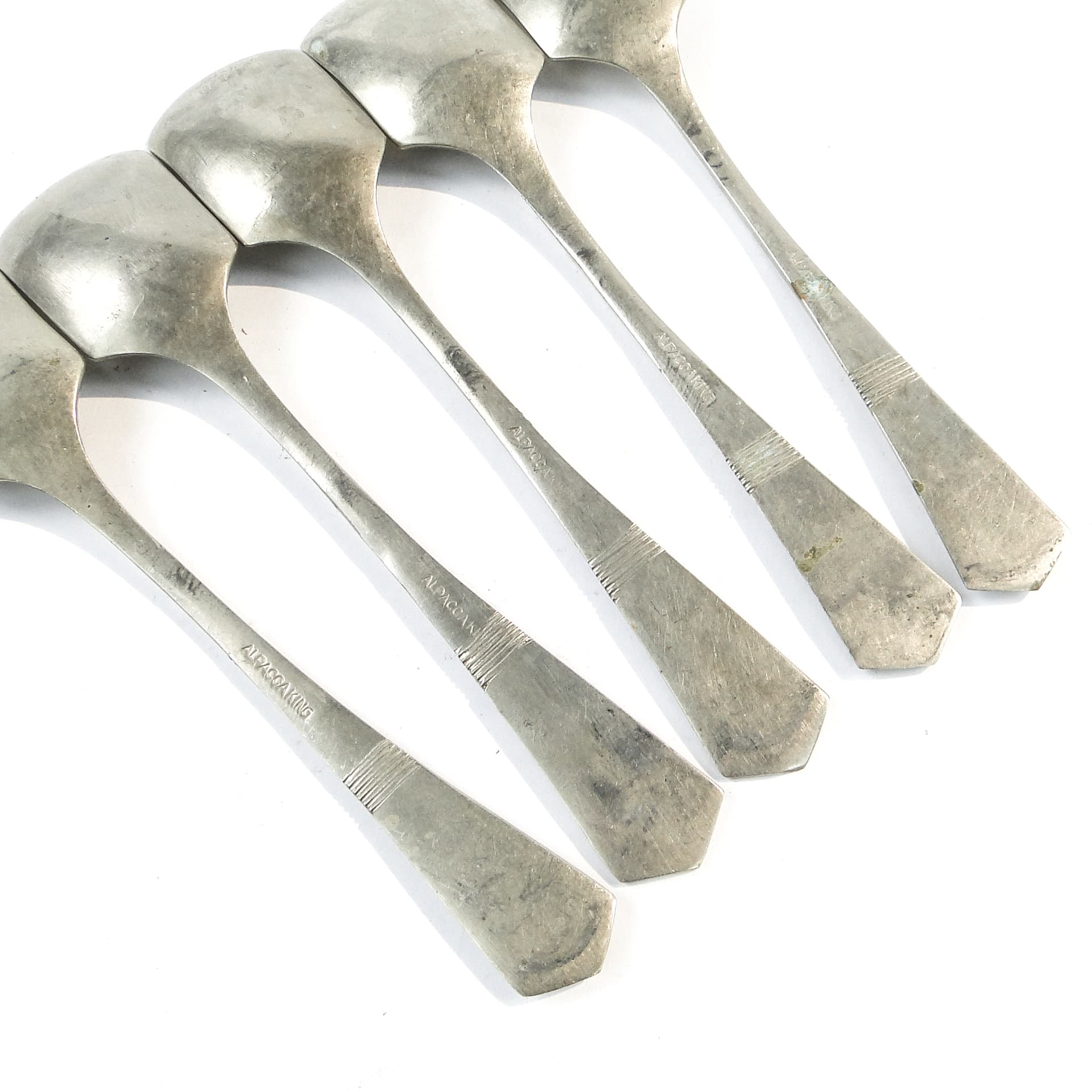 Zestaw 5 łyzek do lodów, biały metal srebrzony, Niemcy, lata 30. - 101452