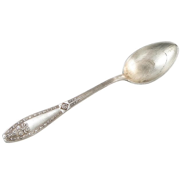 Łyżka do cukru Art déco, mosiądz srebrzony, Bracia Henneberg, Polska, lata 30. - WYMIARY