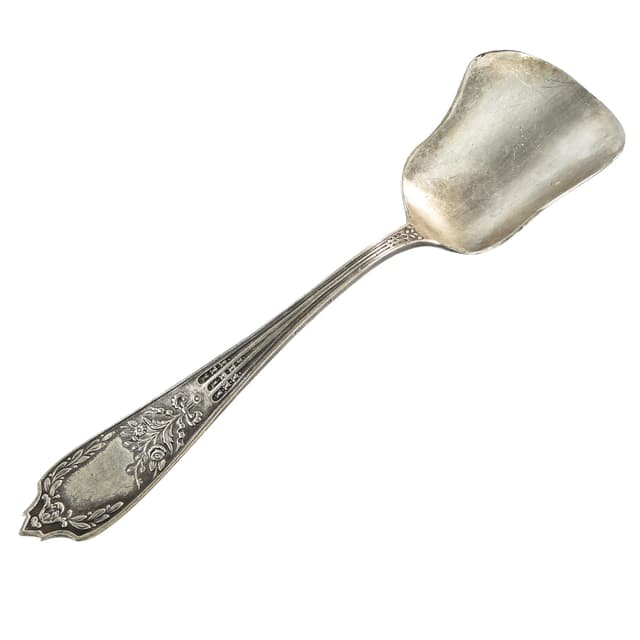 Art Deco sugar spoon, silver-plated brass, Platerstyl, Poland, 1930s. - DIMENSION
