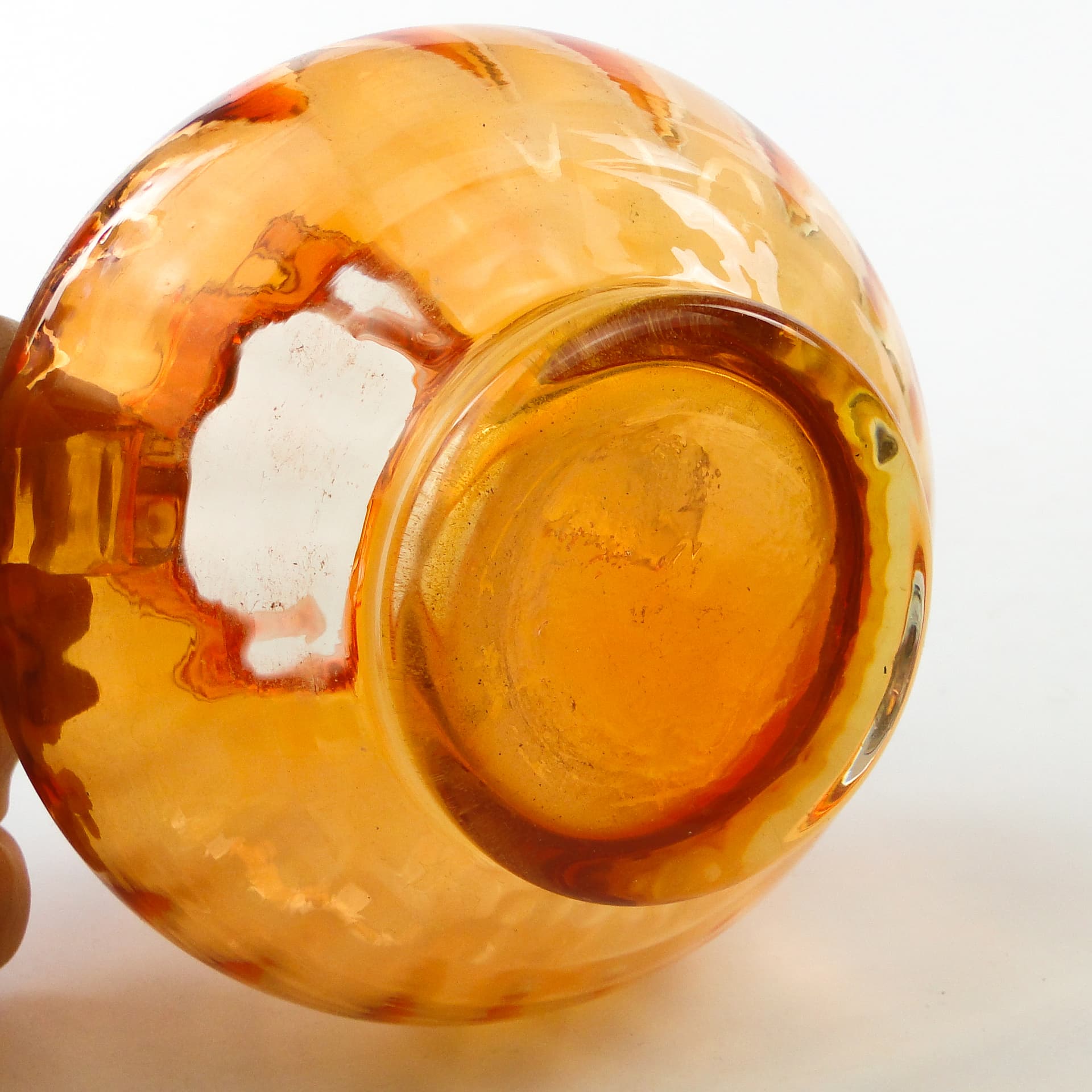 Wazon mid-century modern, szkło pomarańczowe, Polska, lata 70. - 101853