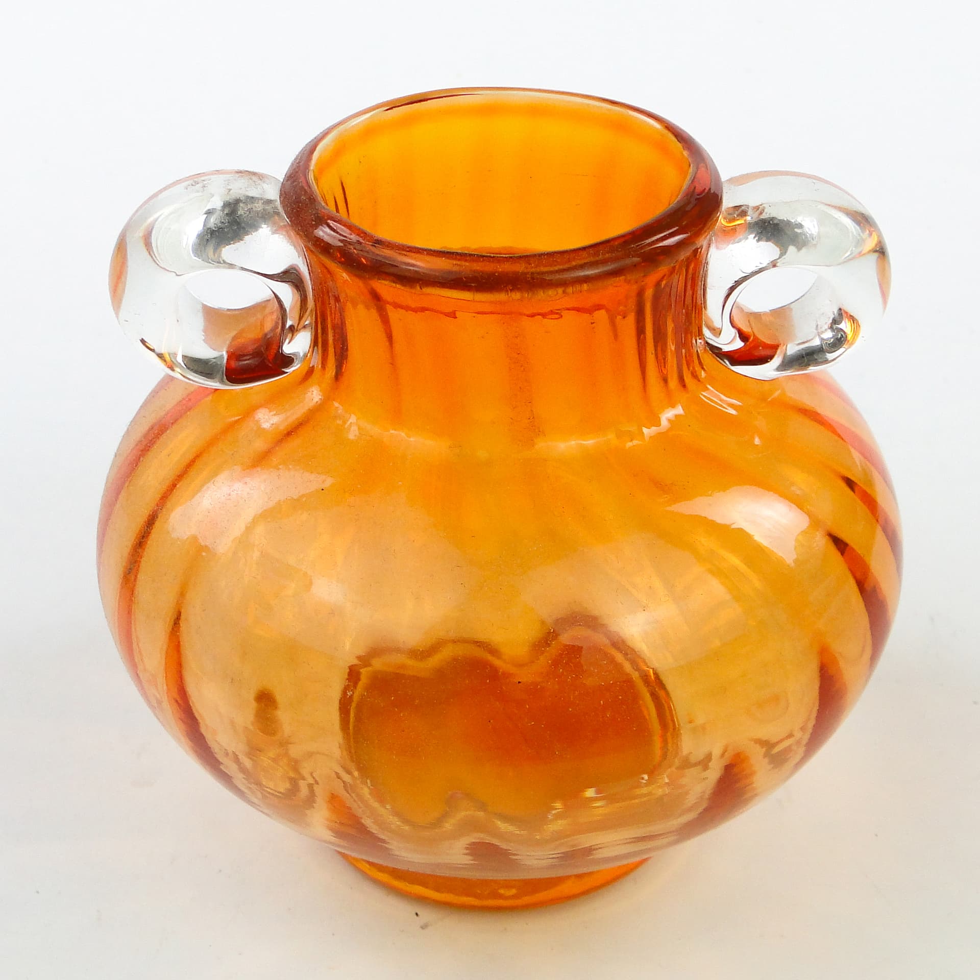 Wazon mid-century modern, szkło pomarańczowe, Polska, lata 70. - 101848