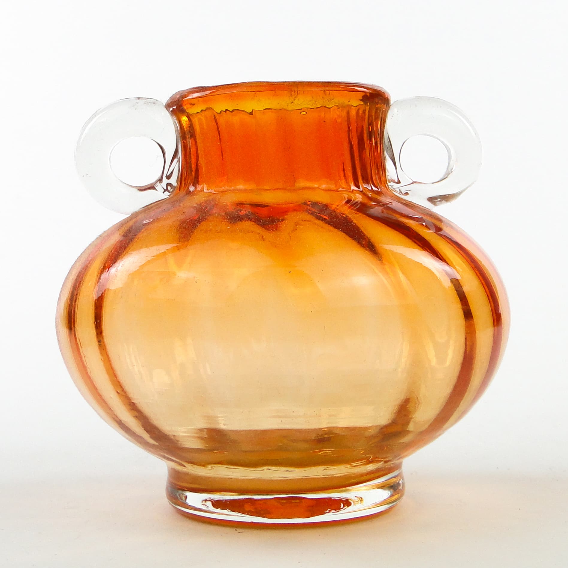 Wazon mid-century modern, szkło pomarańczowe, Polska, lata 70. - 101845