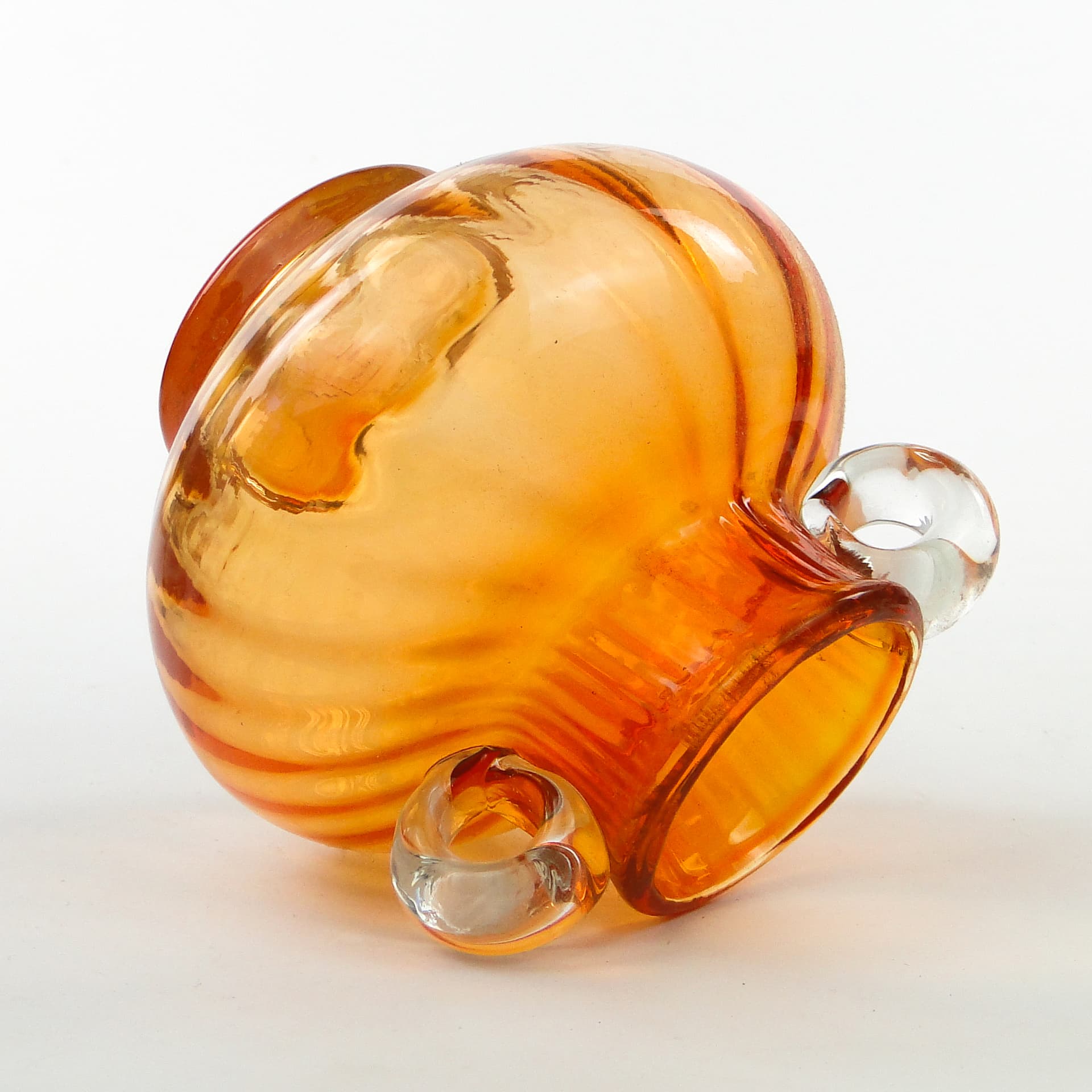 Wazon mid-century modern, szkło pomarańczowe, Polska, lata 70. - 101850