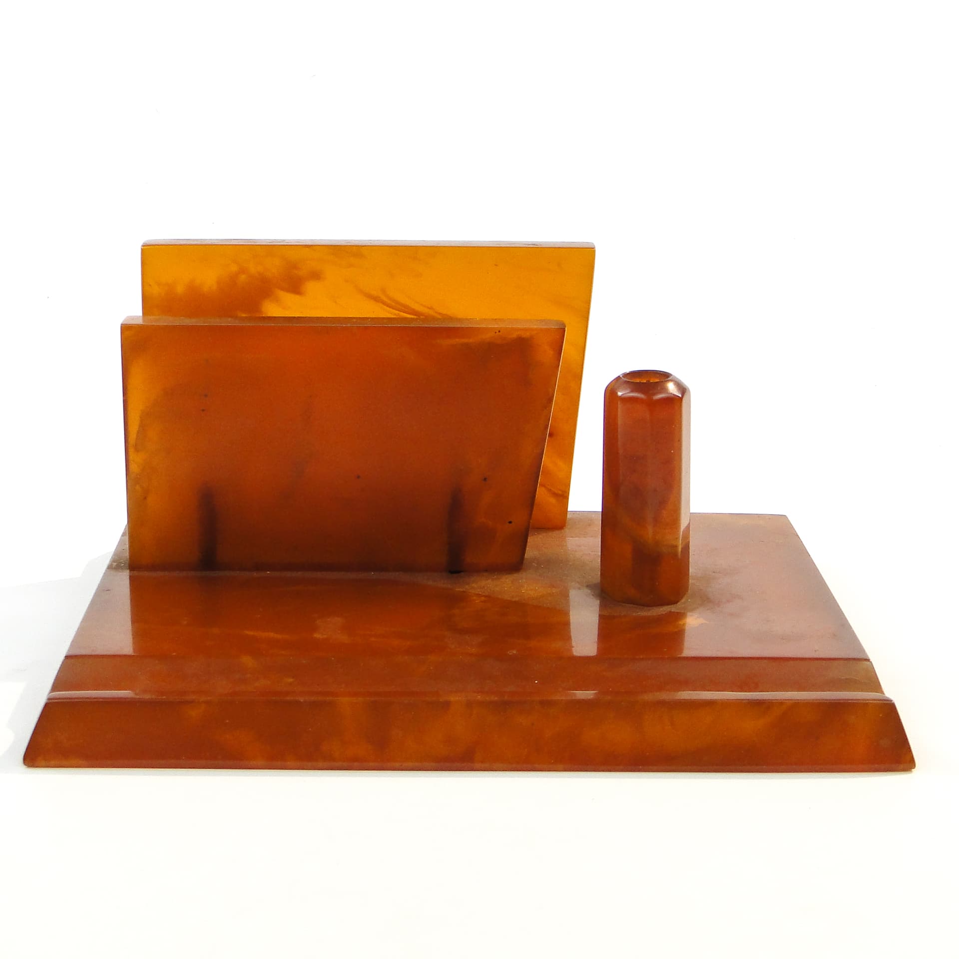 Ekrytuar mid-century modern, bakelit pomarańczowy, Polska, lata 50. - 101867